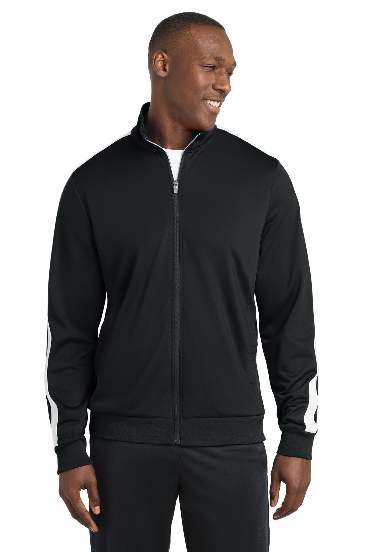 Sport-Tek  ®  Tricot Sleeve Stripe Track Jacket. JST94