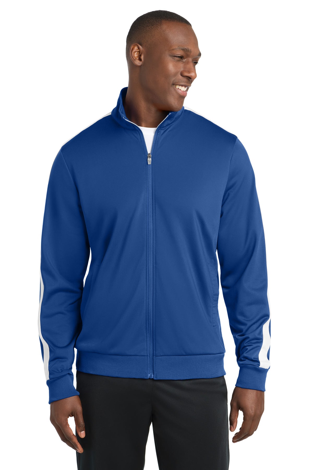 Sport-Tek  ®  Tricot Sleeve Stripe Track Jacket. JST94