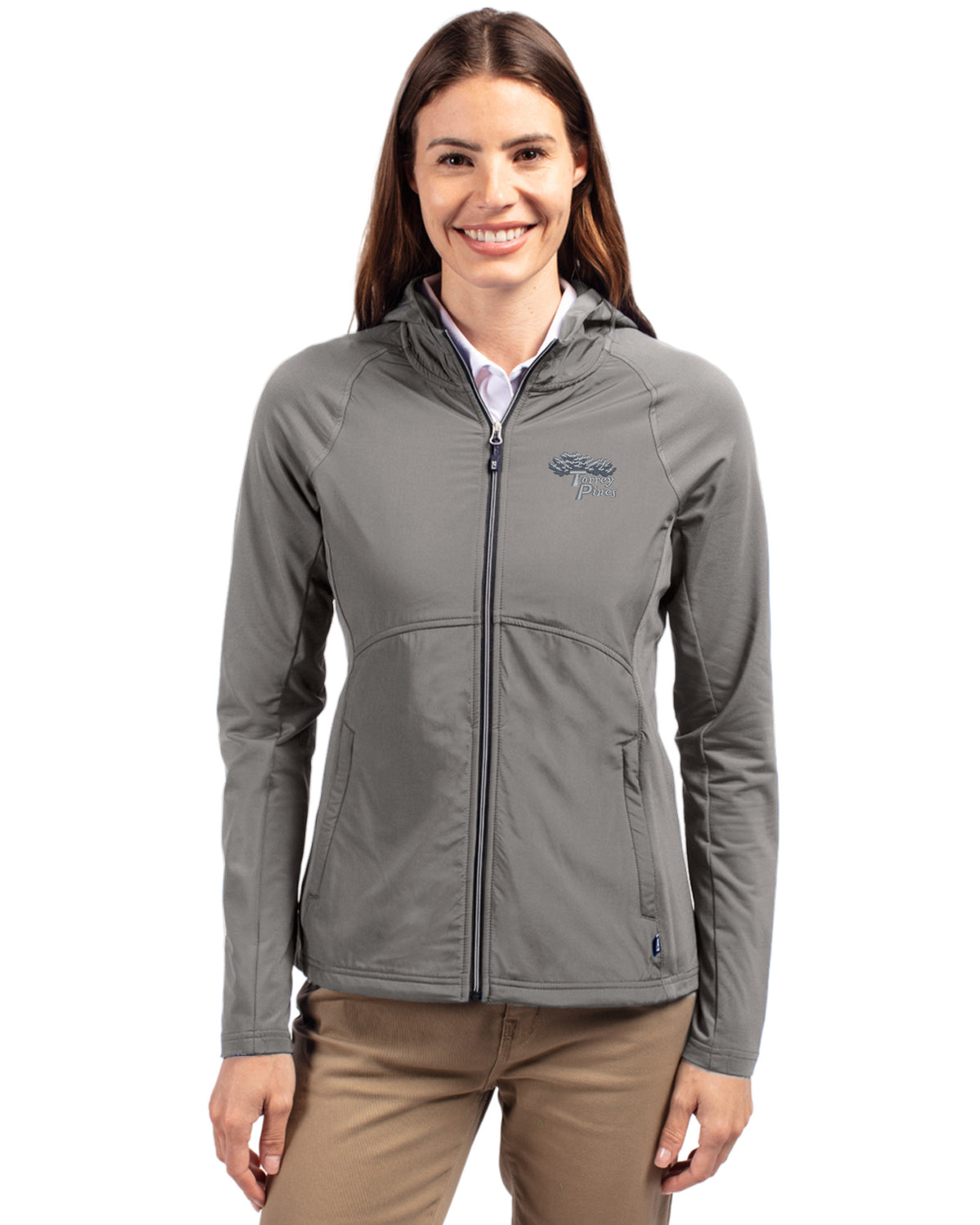 Torrey Pines Cutter & Buck Adapt Recycled Soft Knit Stretch Womens Hybrid Full Zip Jacket - LCC00008-35492