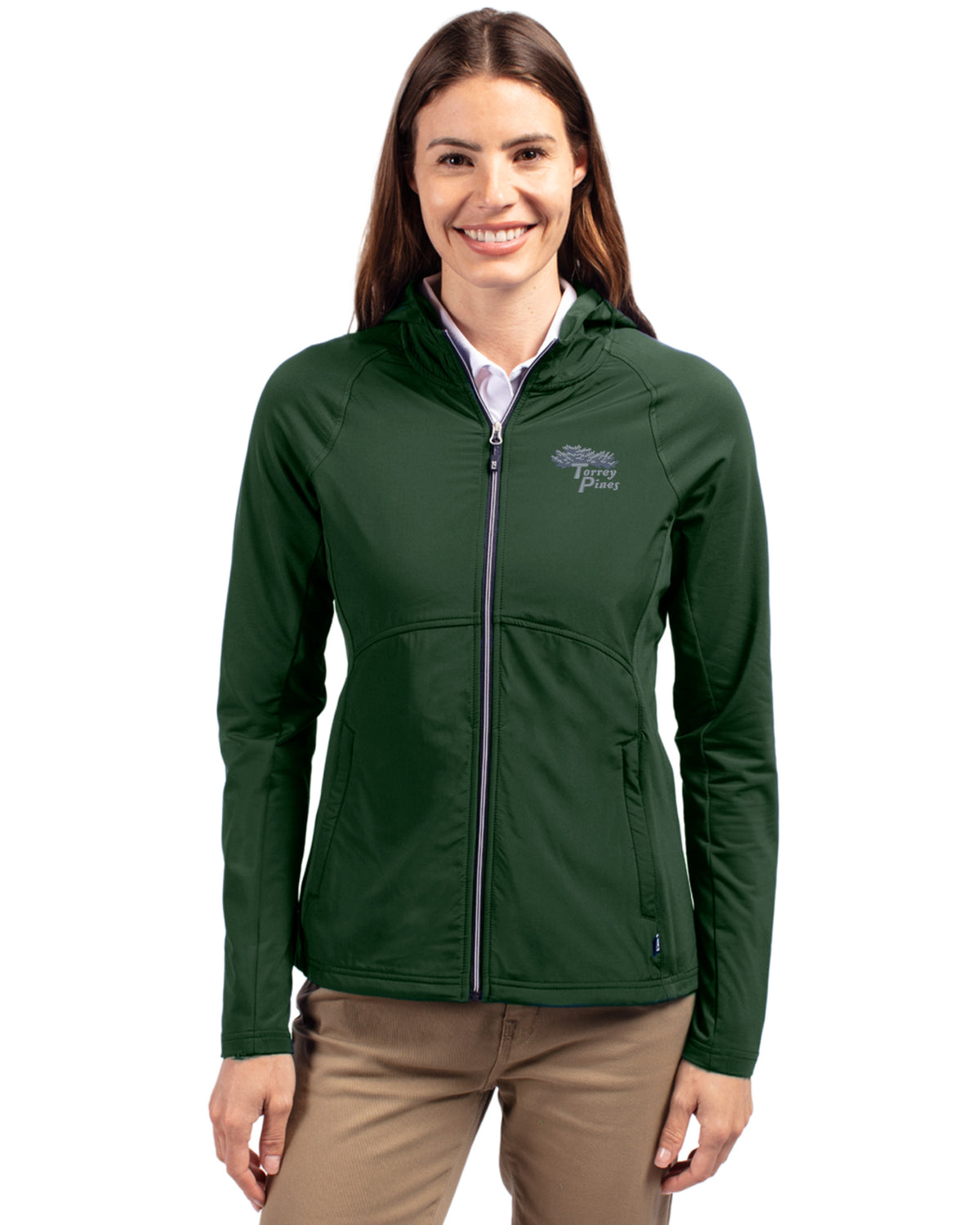 Torrey Pines Cutter & Buck Adapt Recycled Soft Knit Stretch Womens Hybrid Full Zip Jacket - LCC00008-35492