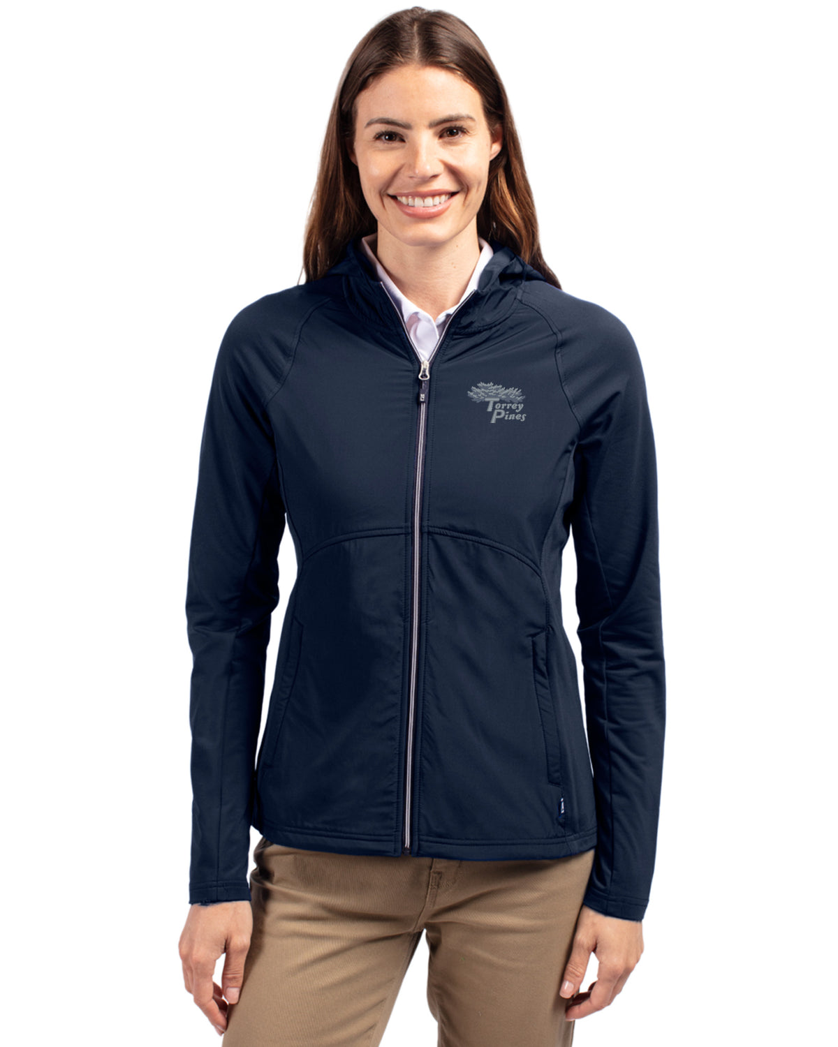 Torrey Pines Cutter & Buck Adapt Recycled Soft Knit Stretch Womens Hybrid Full Zip Jacket - LCC00008-35492