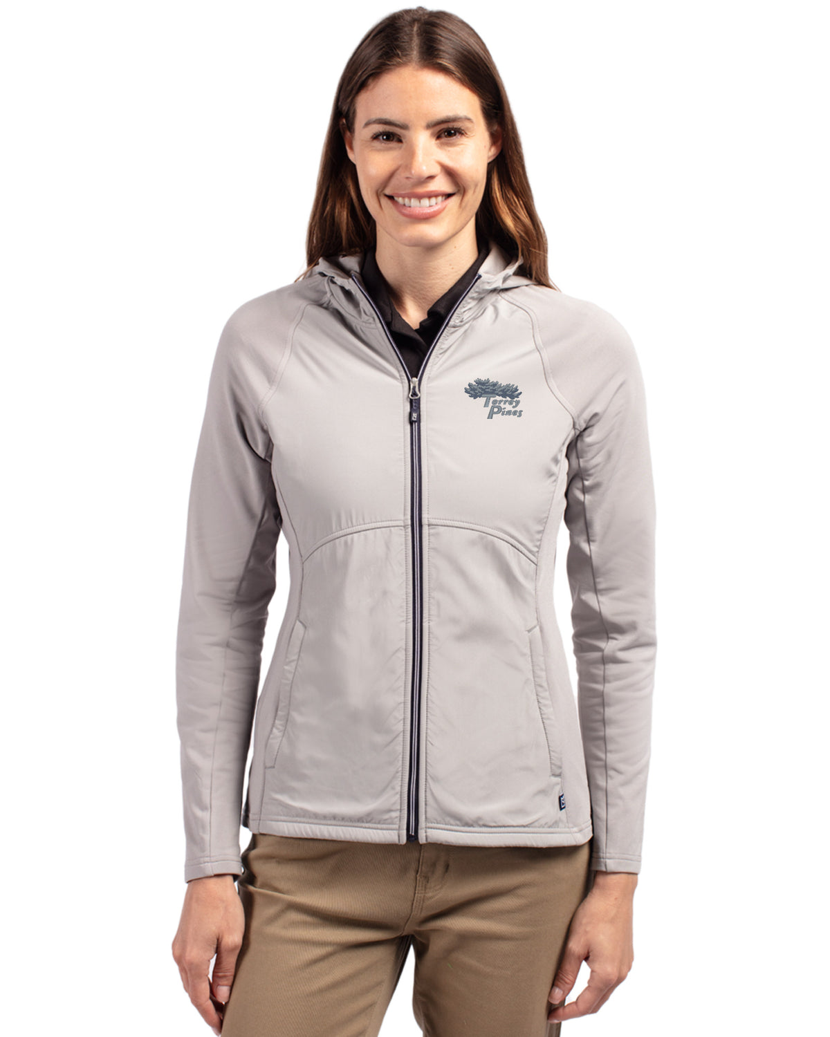 Torrey Pines Cutter & Buck Adapt Recycled Soft Knit Stretch Womens Hybrid Full Zip Jacket - LCC00008-35492