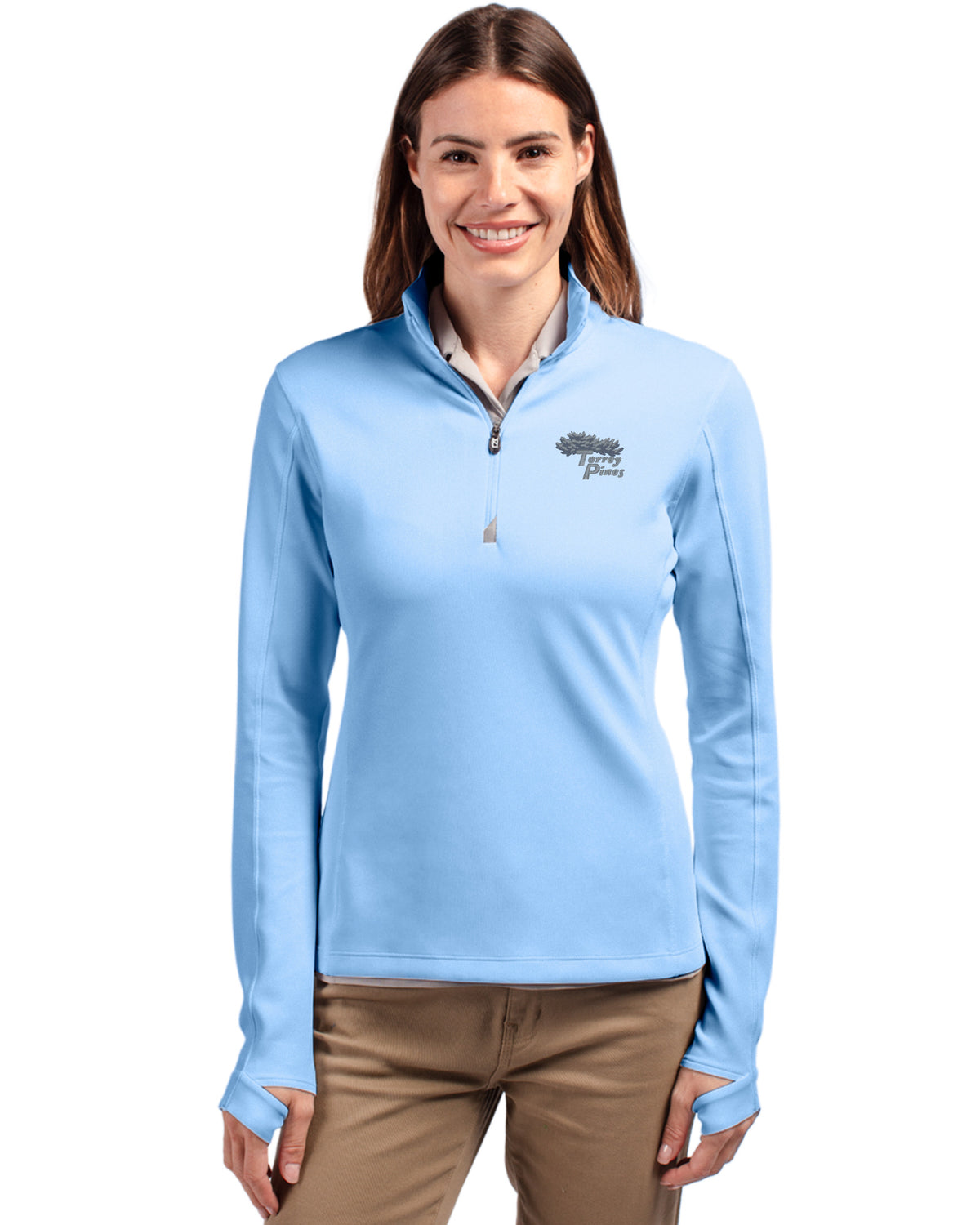 Torrey Pines Cutter & Buck Traverse Recycled Smooth Stretch Womens Quarter Zip Pullover - LCK00033-35492