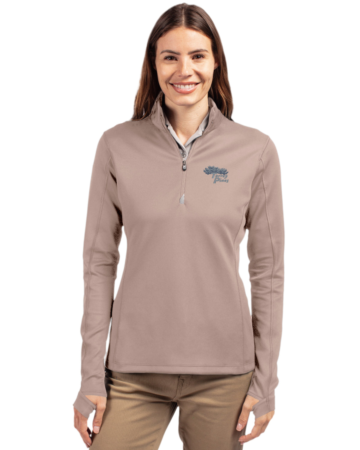 Torrey Pines Cutter & Buck Traverse Recycled Smooth Stretch Womens Quarter Zip Pullover - LCK00033-35492