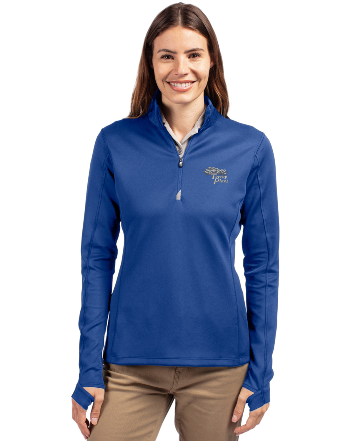Torrey Pines Cutter & Buck Traverse Recycled Smooth Stretch Womens Quarter Zip Pullover - LCK00033-35492