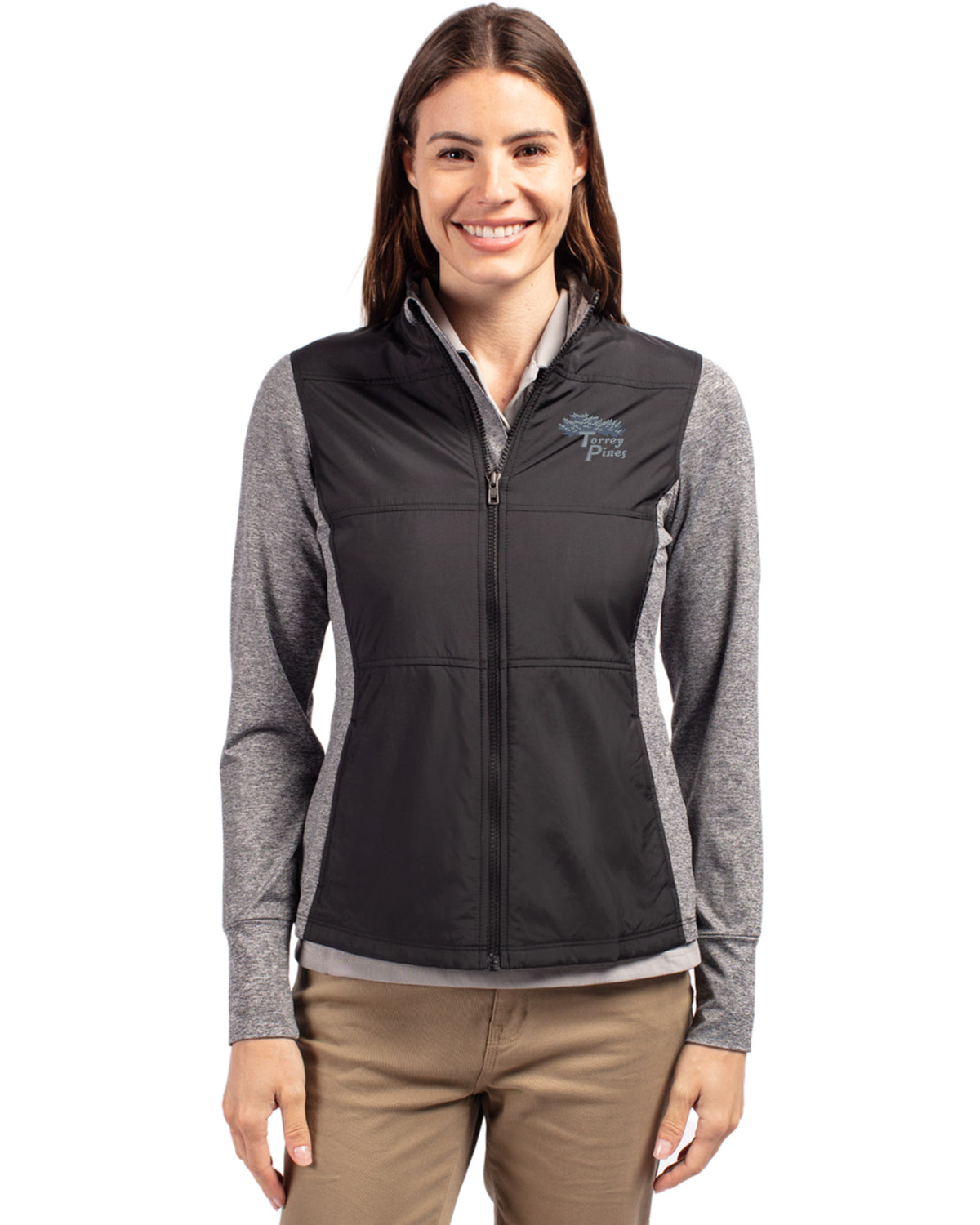 Torrey Pines Cutter & Buck Stealth Recycled Hybrid Quilted Womens Windbreaker Jacket - LCK00042-35492