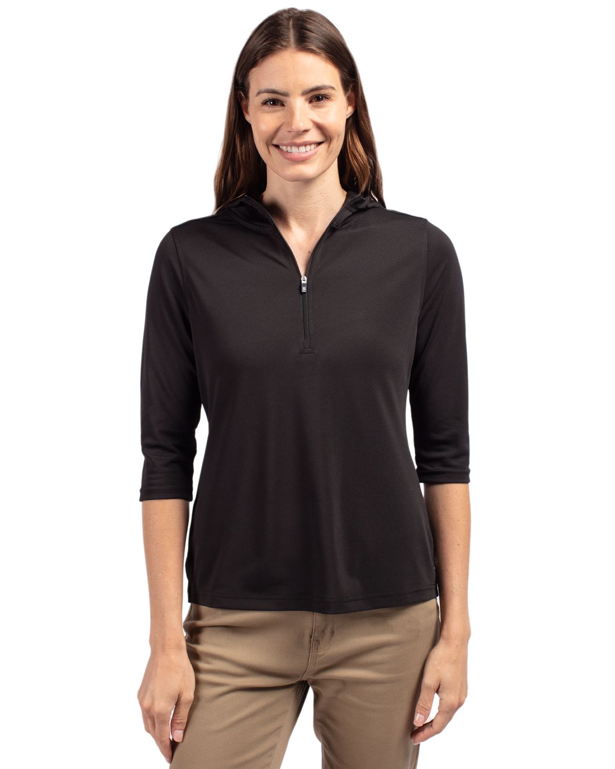 Cutter & Buck Virtue Recycled Featherlight Pique Womens Half Zip Hooded Pullover - LCK00120