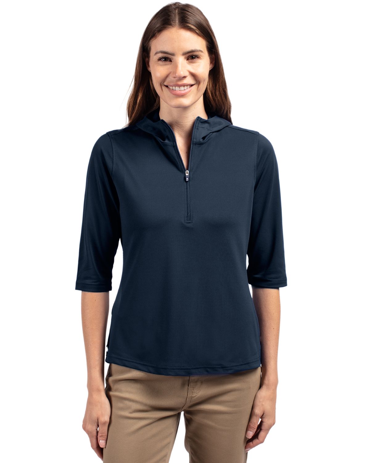 Cutter & Buck Virtue Recycled Featherlight Pique Womens Half Zip Hooded Pullover - LCK00120