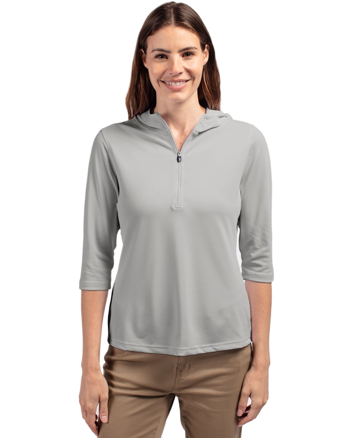 Cutter & Buck Virtue Recycled Featherlight Pique Womens Half Zip Hooded Pullover - LCK00120