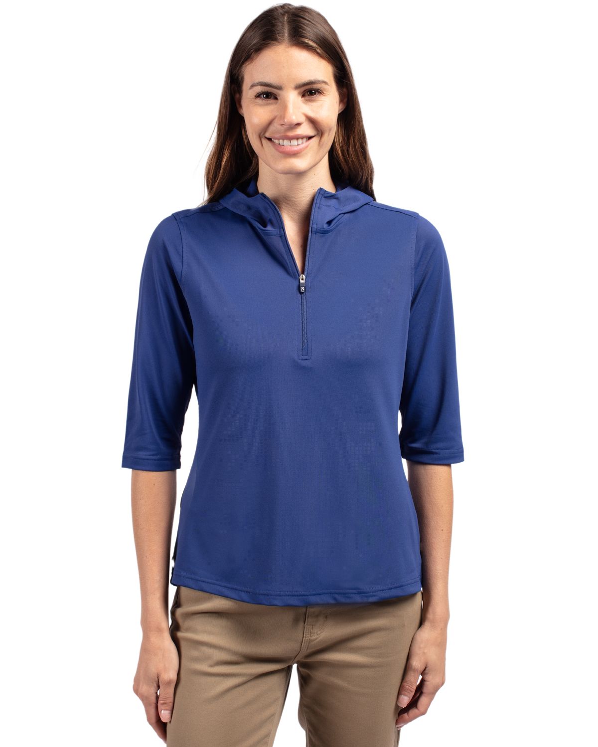 Cutter & Buck Virtue Recycled Featherlight Pique Womens Half Zip Hooded Pullover - LCK00120