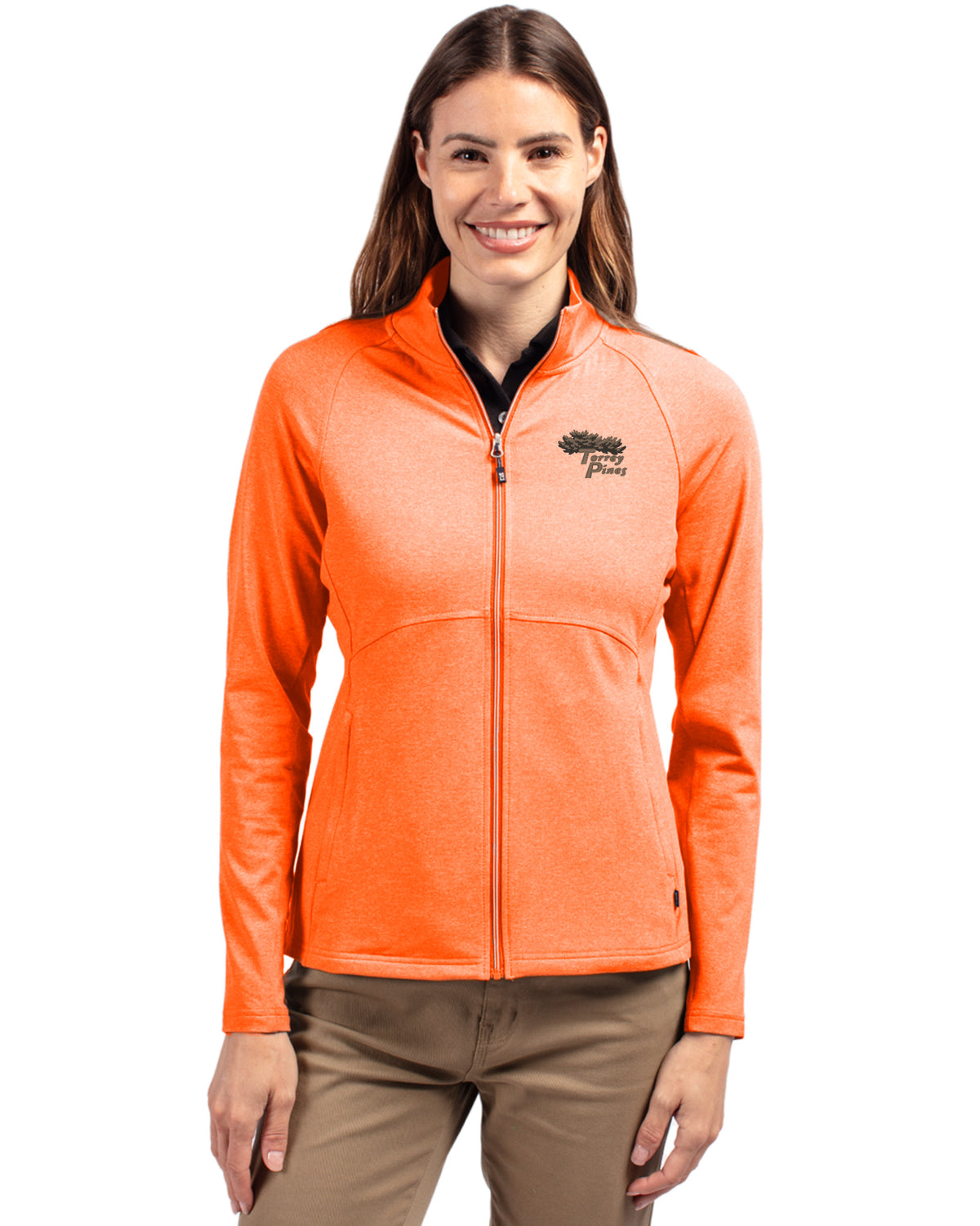 Torrey Pines Cutter & Buck Adapt Recycled Soft Knit Stretch Womens Heathered Full Zip Jacket - LCK00151-35492