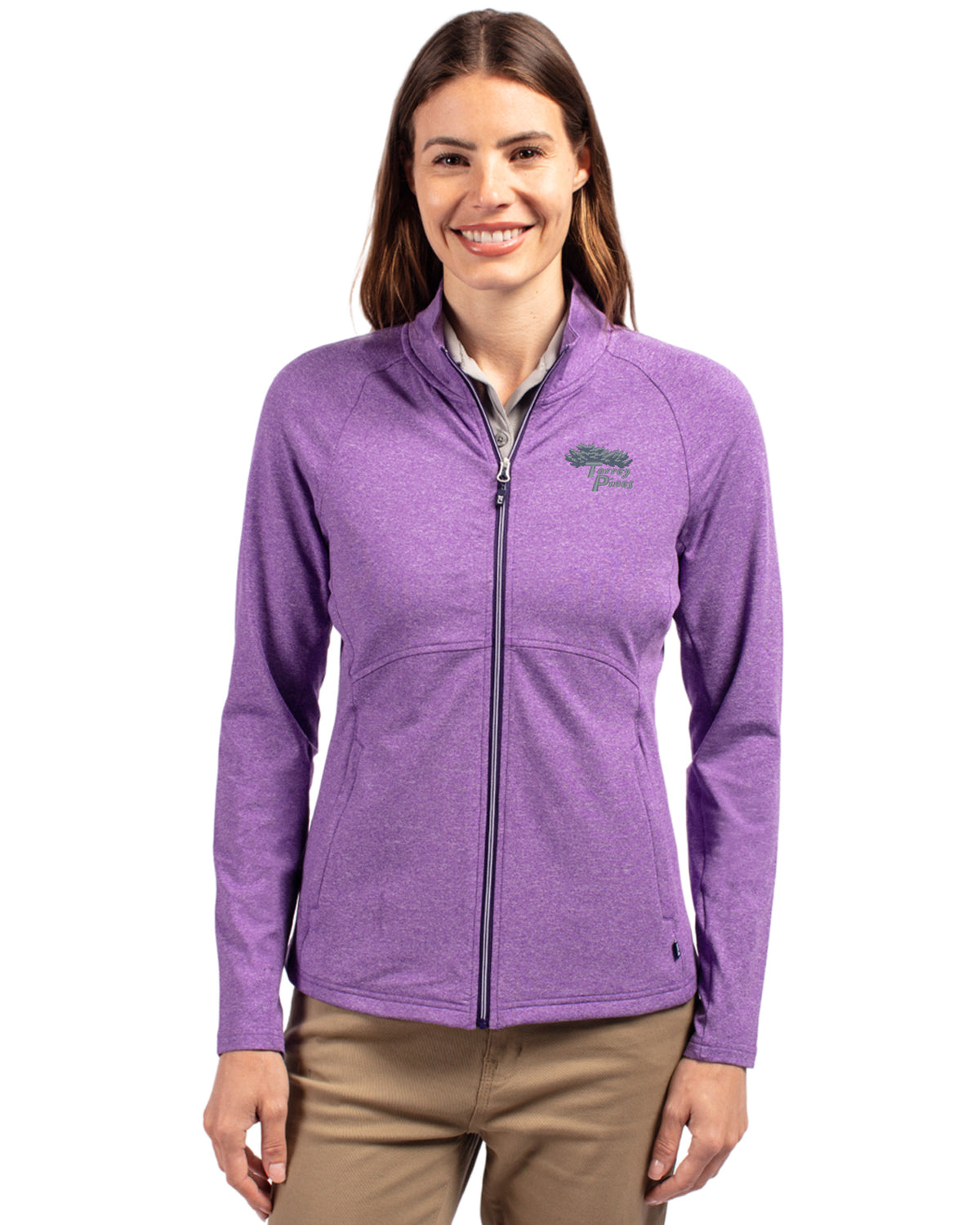Torrey Pines Cutter & Buck Adapt Recycled Soft Knit Stretch Womens Heathered Full Zip Jacket - LCK00151-35492