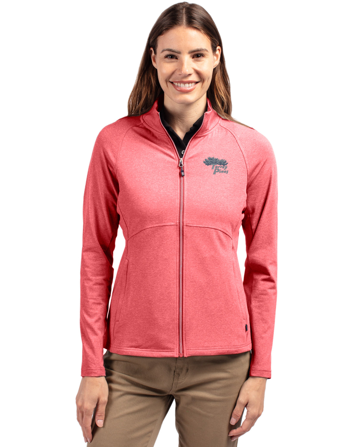 Torrey Pines Cutter & Buck Adapt Recycled Soft Knit Stretch Womens Heathered Full Zip Jacket - LCK00151-35492