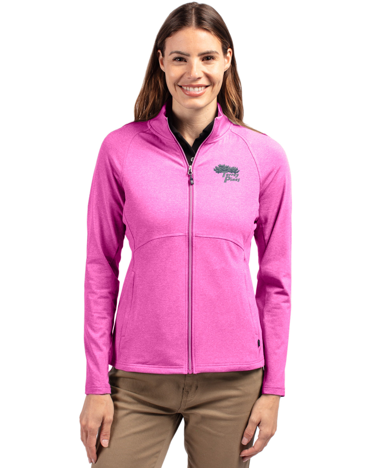 Torrey Pines Cutter & Buck Adapt Recycled Soft Knit Stretch Womens Heathered Full Zip Jacket - LCK00151-35492