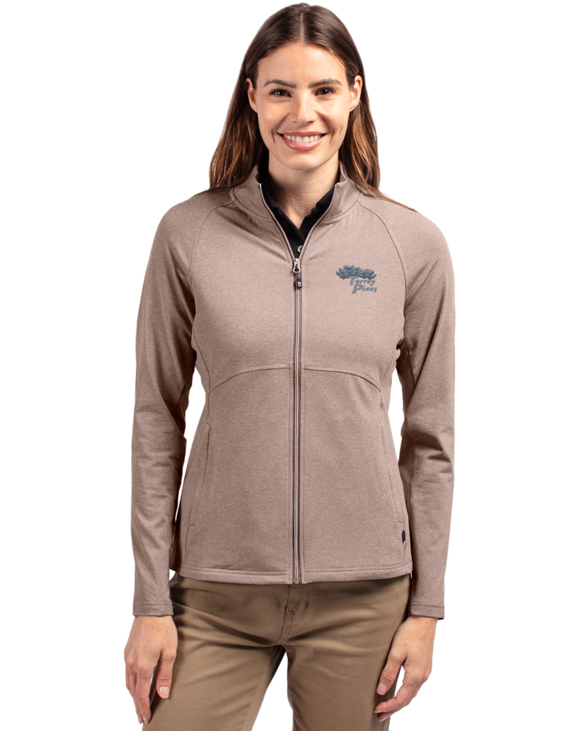 Torrey Pines Cutter & Buck Adapt Recycled Soft Knit Stretch Womens Heathered Full Zip Jacket - LCK00151-35492