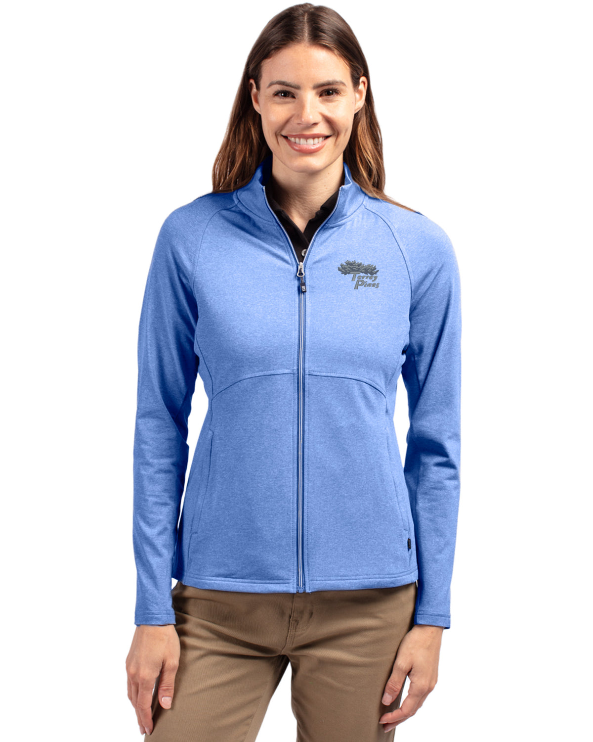 Torrey Pines Cutter & Buck Adapt Recycled Soft Knit Stretch Womens Heathered Full Zip Jacket - LCK00151-35492