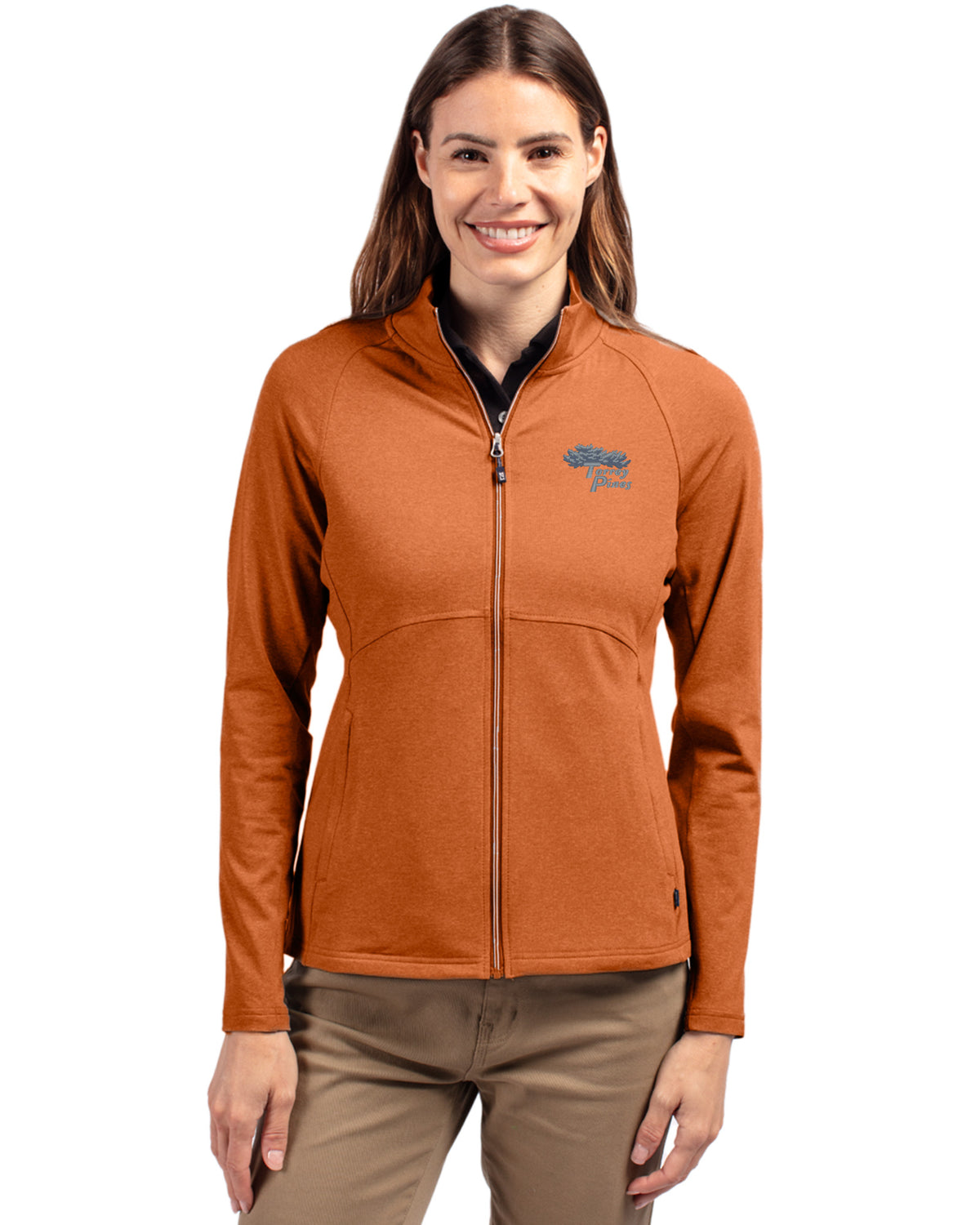 Torrey Pines Cutter & Buck Adapt Recycled Soft Knit Stretch Womens Heathered Full Zip Jacket - LCK00151-35492