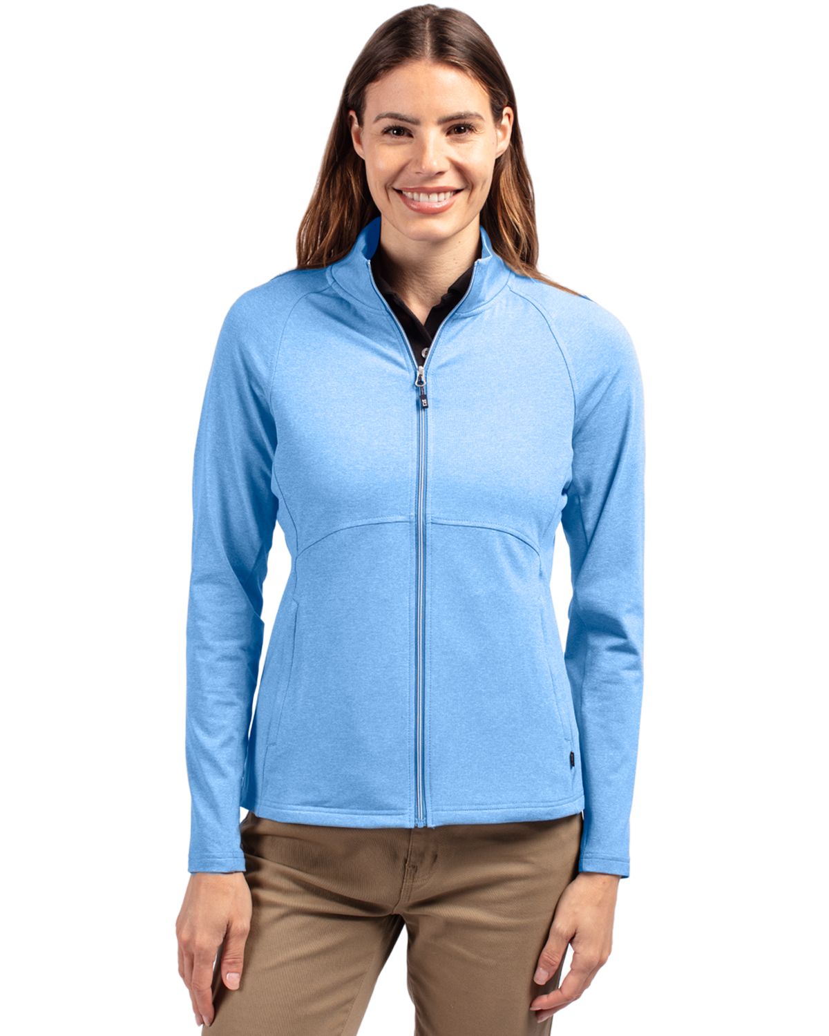 Cutter & Buck Adapt Recycled Soft Knit Stretch Womens Heathered Full Zip Jacket - LCK00151