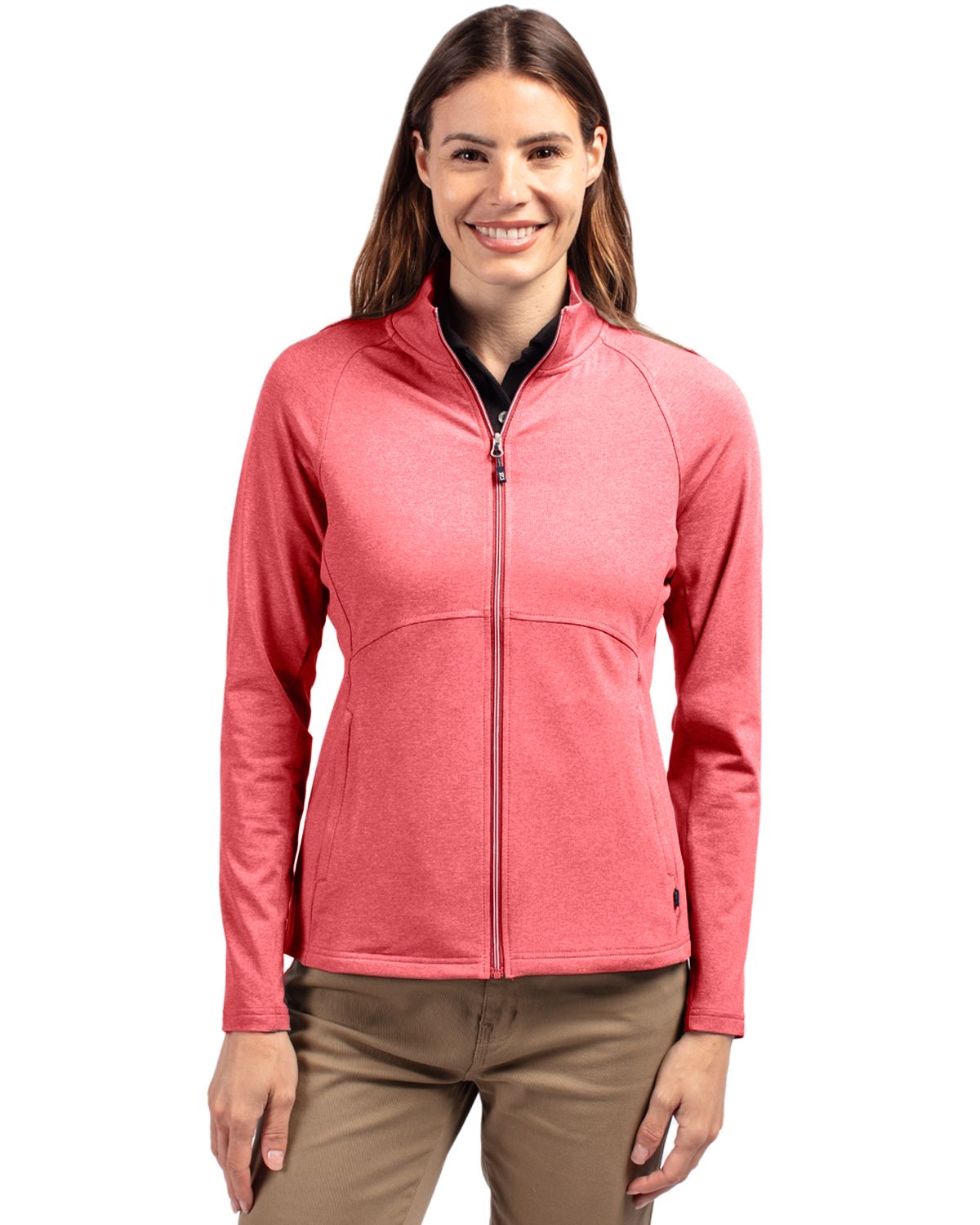 Cutter & Buck Adapt Recycled Soft Knit Stretch Womens Heathered Full Zip Jacket - LCK00151