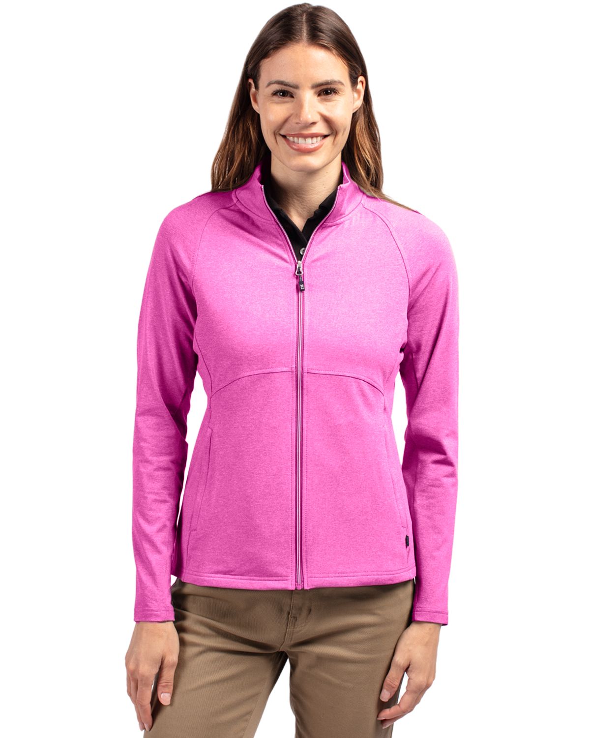 Cutter & Buck Adapt Recycled Soft Knit Stretch Womens Heathered Full Zip Jacket - LCK00151