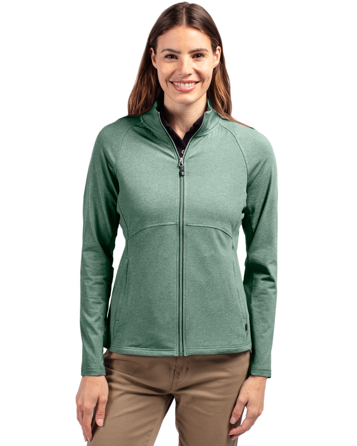 Cutter & Buck Adapt Recycled Soft Knit Stretch Womens Heathered Full Zip Jacket - LCK00151