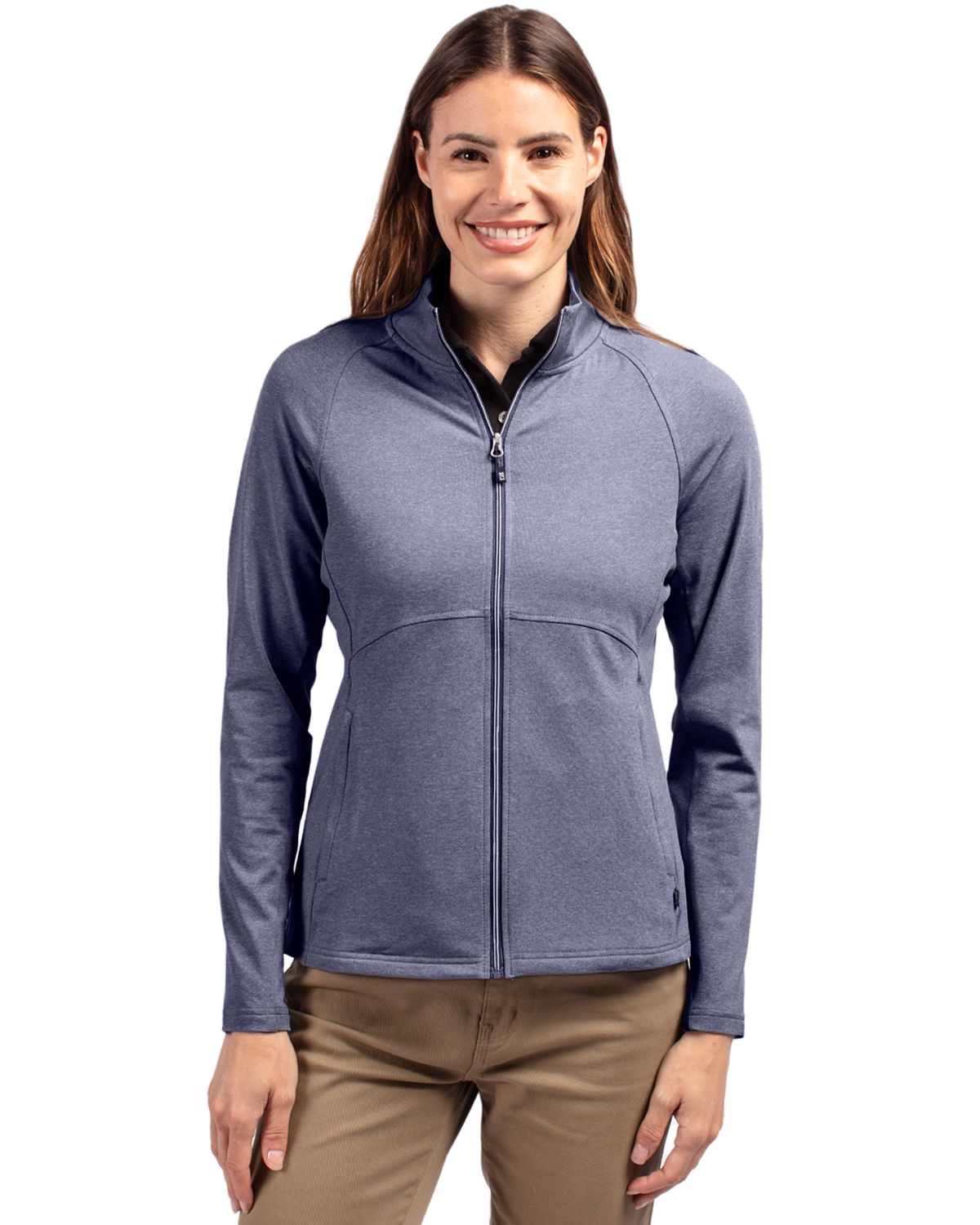 Cutter & Buck Adapt Recycled Soft Knit Stretch Womens Heathered Full Zip Jacket - LCK00151