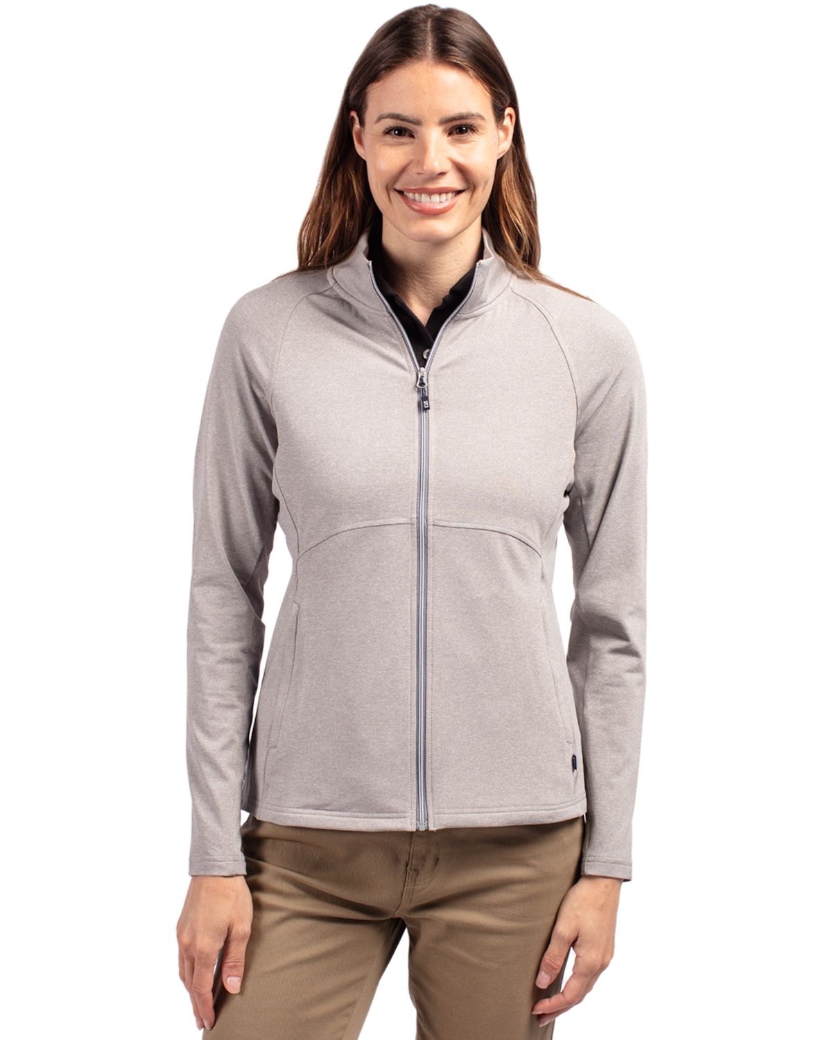 Cutter & Buck Adapt Recycled Soft Knit Stretch Womens Heathered Full Zip Jacket - LCK00151