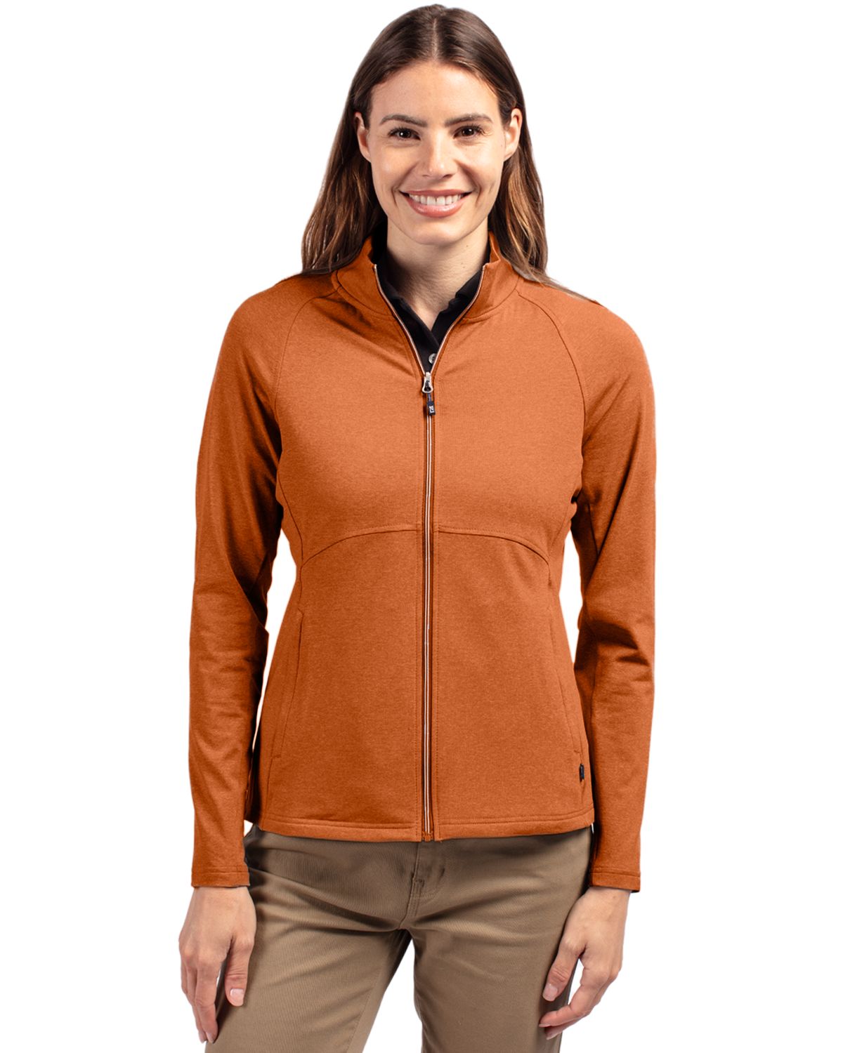 Cutter & Buck Adapt Recycled Soft Knit Stretch Womens Heathered Full Zip Jacket - LCK00151