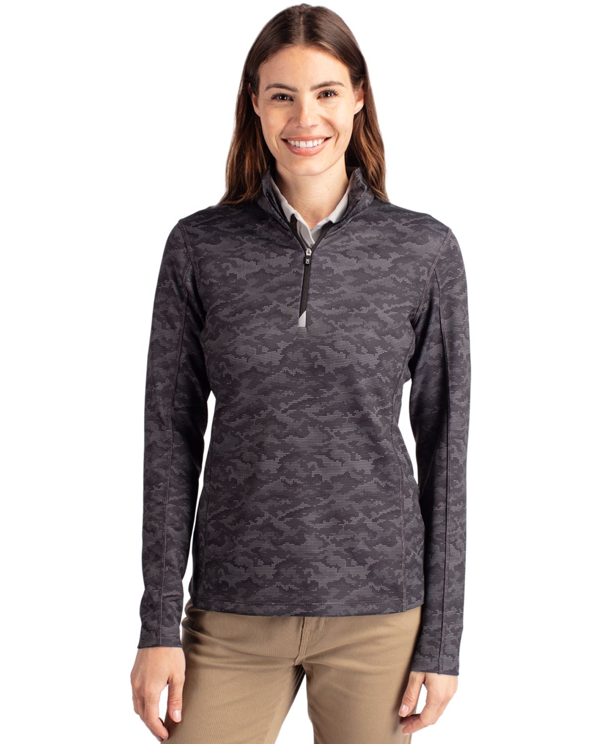 Cutter & Buck Traverse Recycled SmoothStretchWomensCamo Quarter ZipPullover - LCK00155