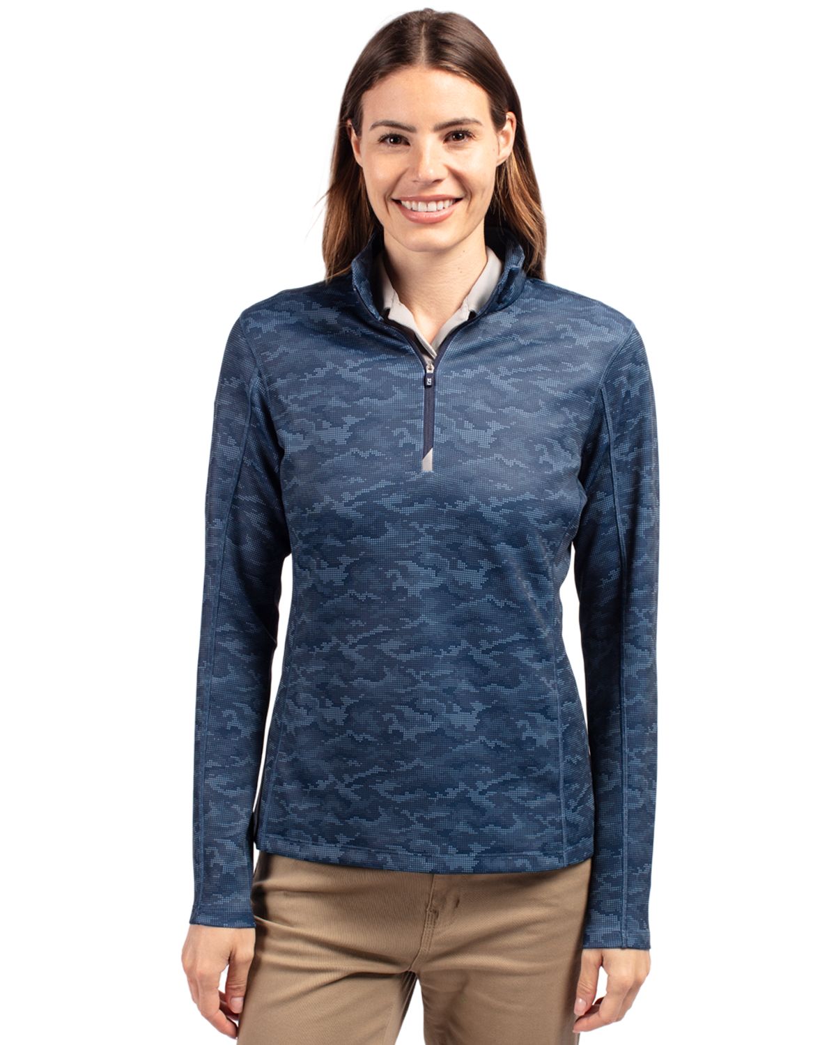 Cutter & Buck Traverse Recycled SmoothStretchWomensCamo Quarter ZipPullover - LCK00155