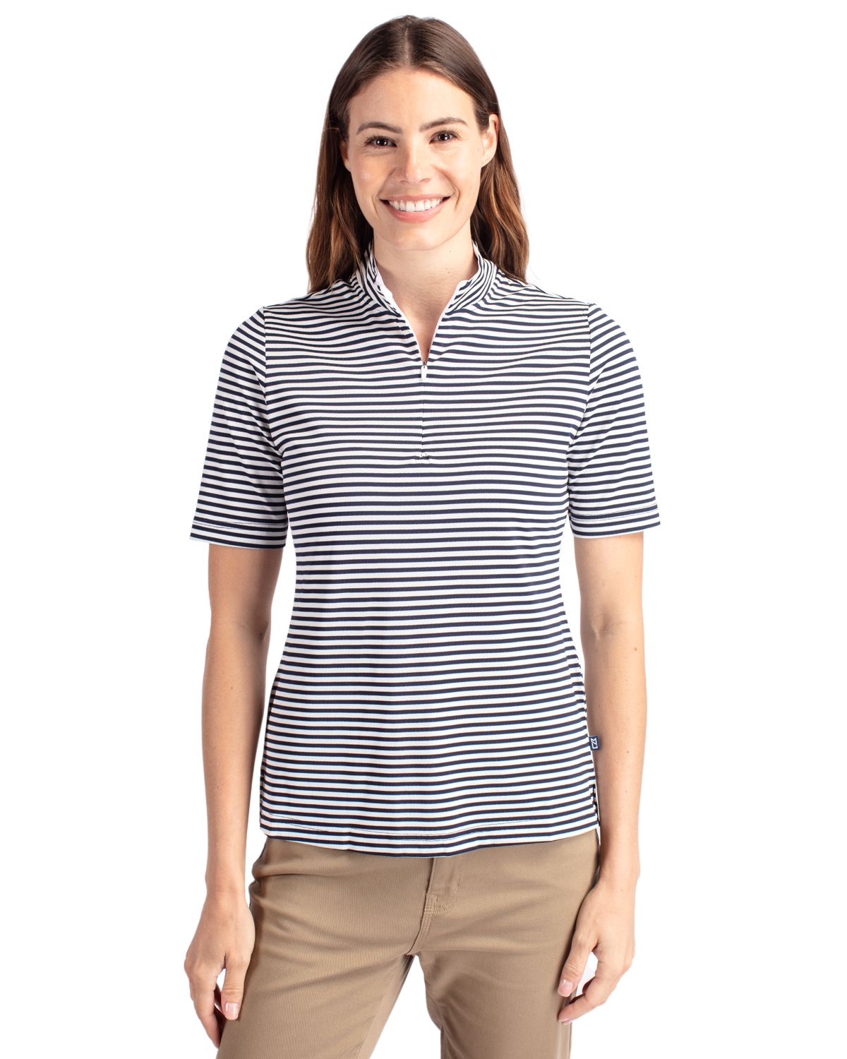 Cutter & Buck Virtue Recycled Stripe Featherlight Pique Womens Half Zip - LCK00157