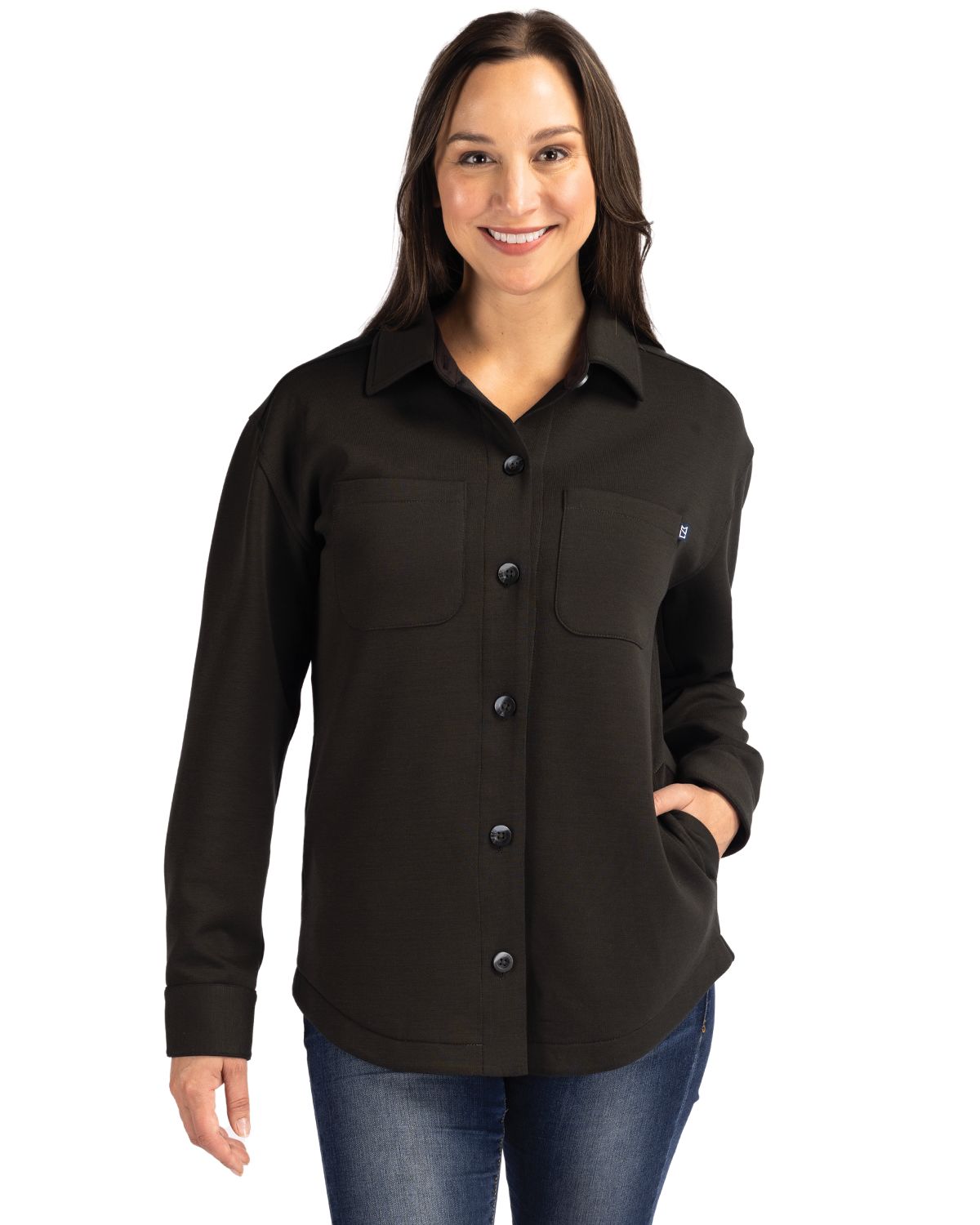 Cutter & Buck Roam Recycled Buttery-Soft Knit Womens Button Down Shirt Jacket - LCK00161