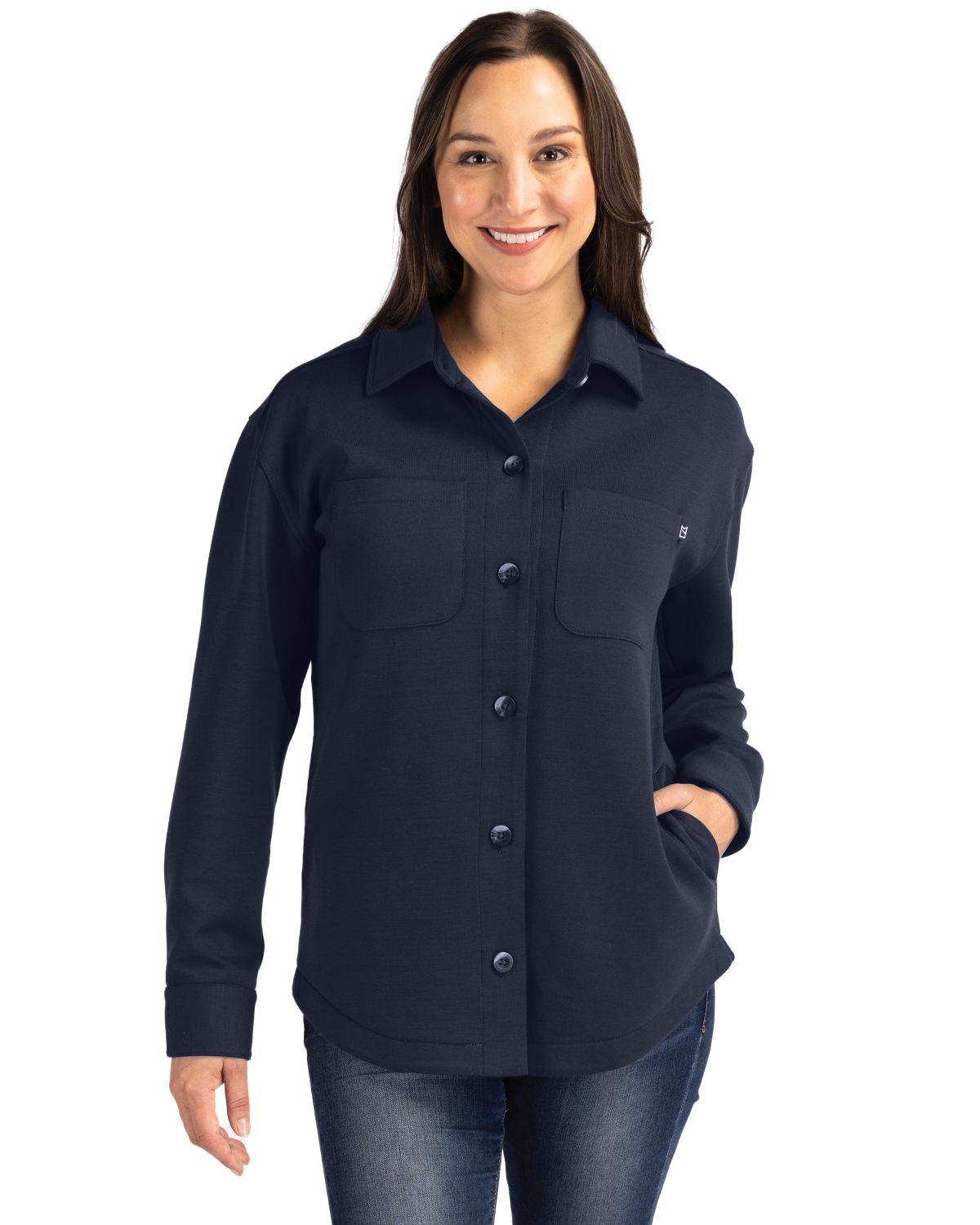 Cutter & Buck Roam Recycled Buttery-Soft Knit Womens Button Down Shirt Jacket - LCK00161