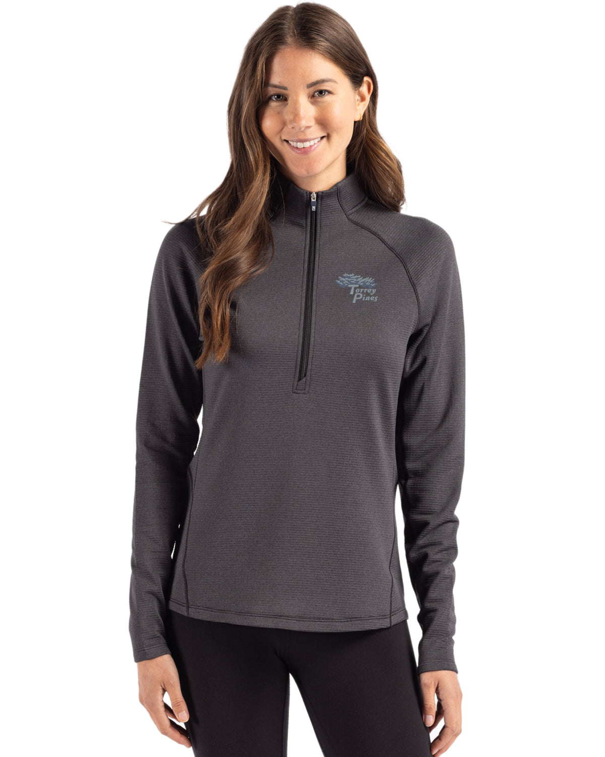 Torrey Pines Cutter & Buck Peshastin Recycled Grid Fleece Womens Half Zip Pullover - LCK00182-35492