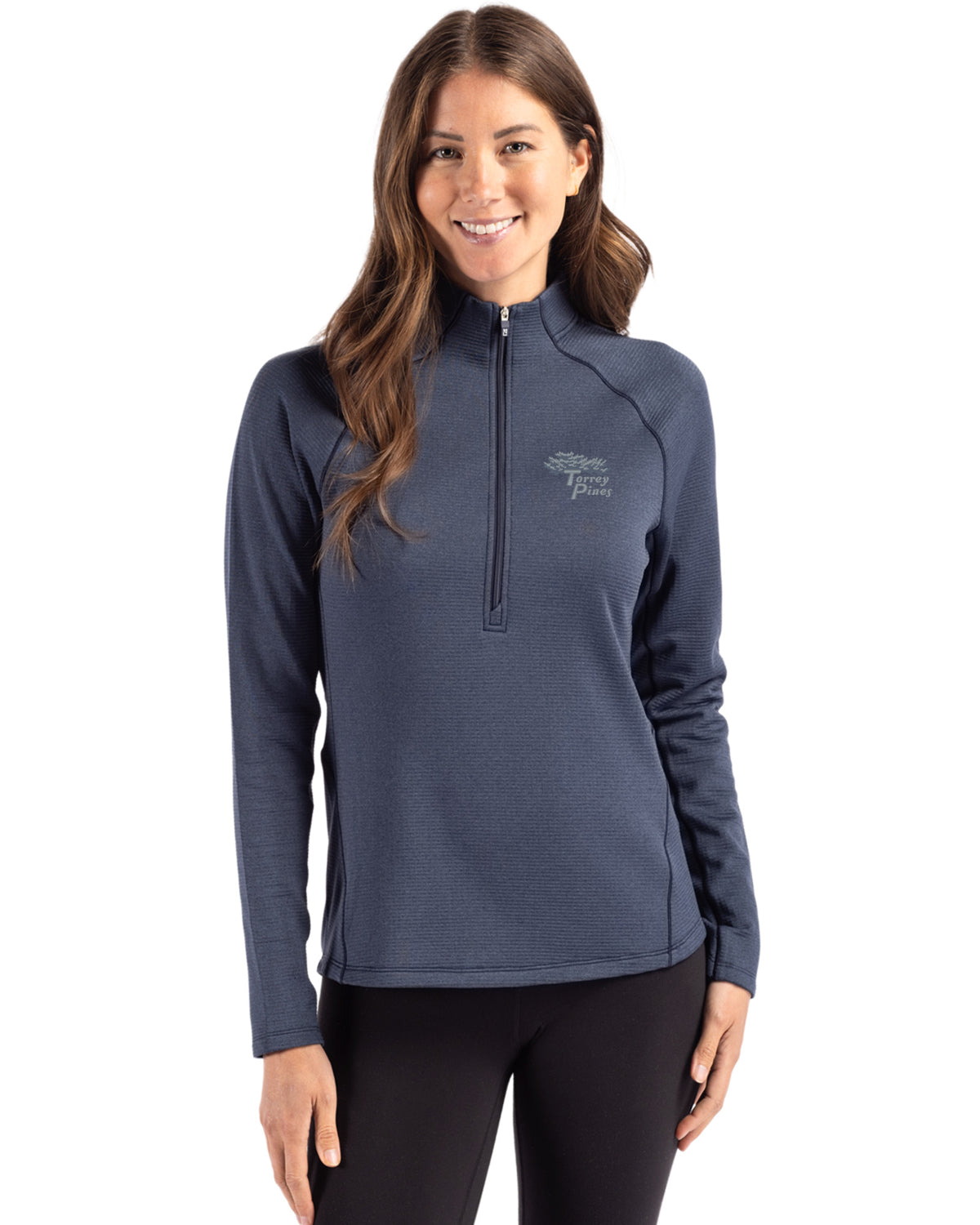 Torrey Pines Cutter & Buck Peshastin Recycled Grid Fleece Womens Half Zip Pullover - LCK00182-35492