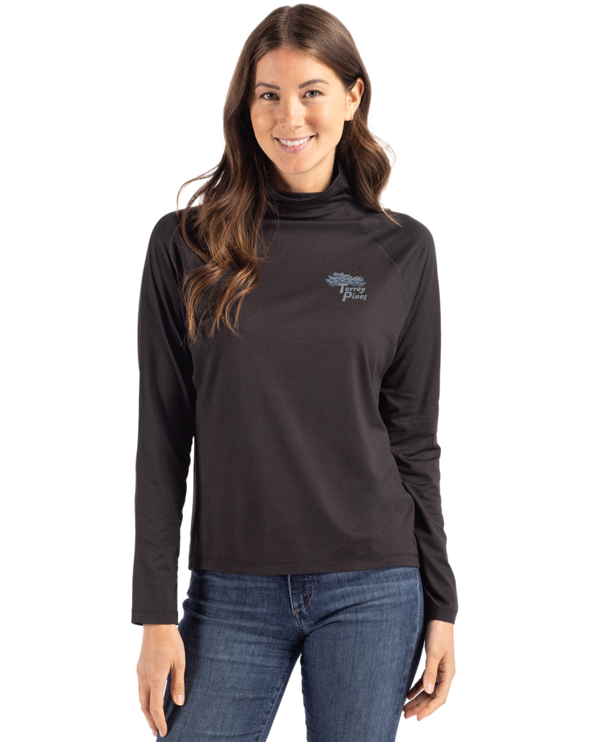Torrey Pines Cutter & Buck Coastline Recycled Double Peached Womens Funnel Neck Pullover - LCK00183-35492