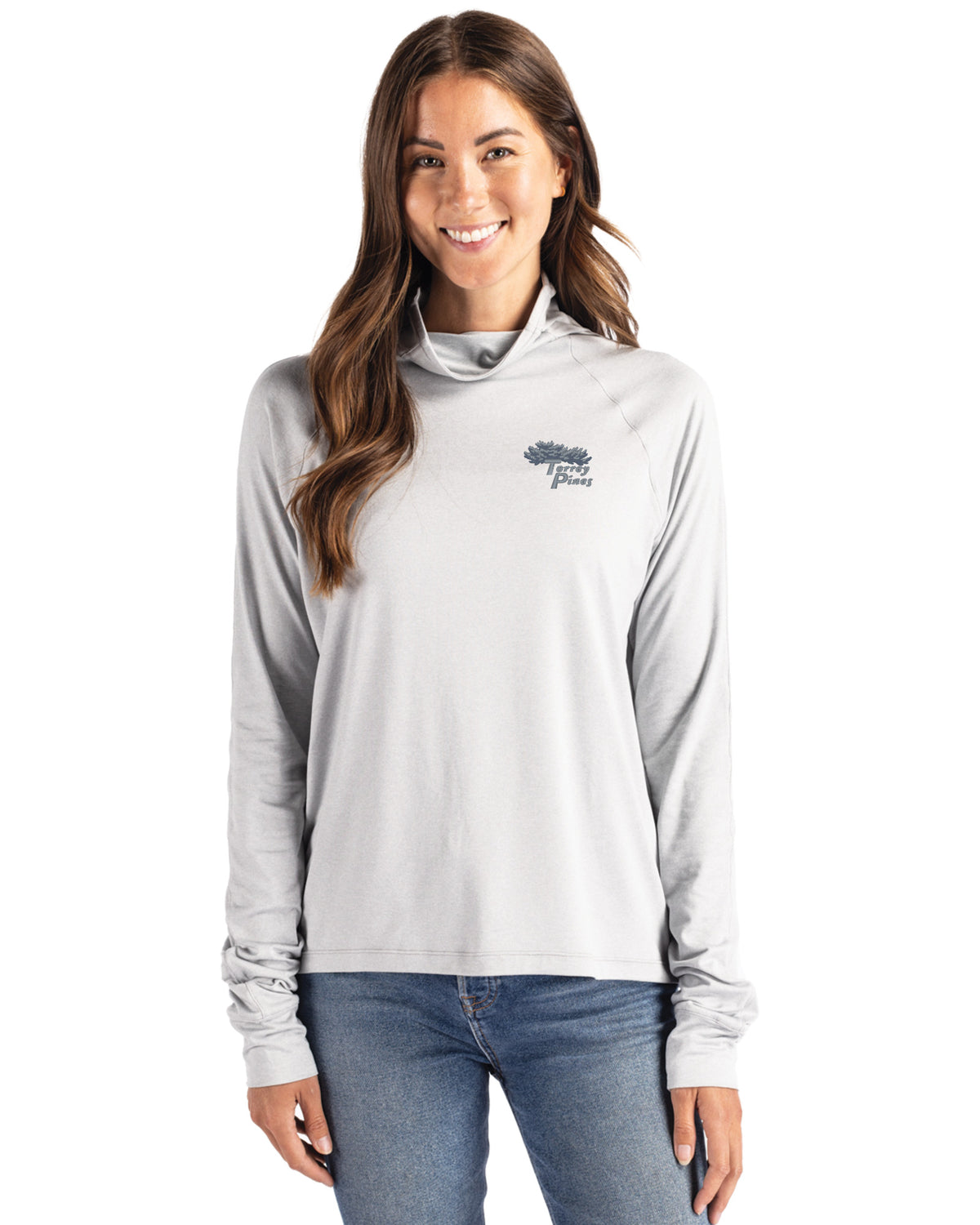 Torrey Pines Cutter & Buck Coastline Recycled Double Peached Womens Funnel Neck Pullover - LCK00183-35492