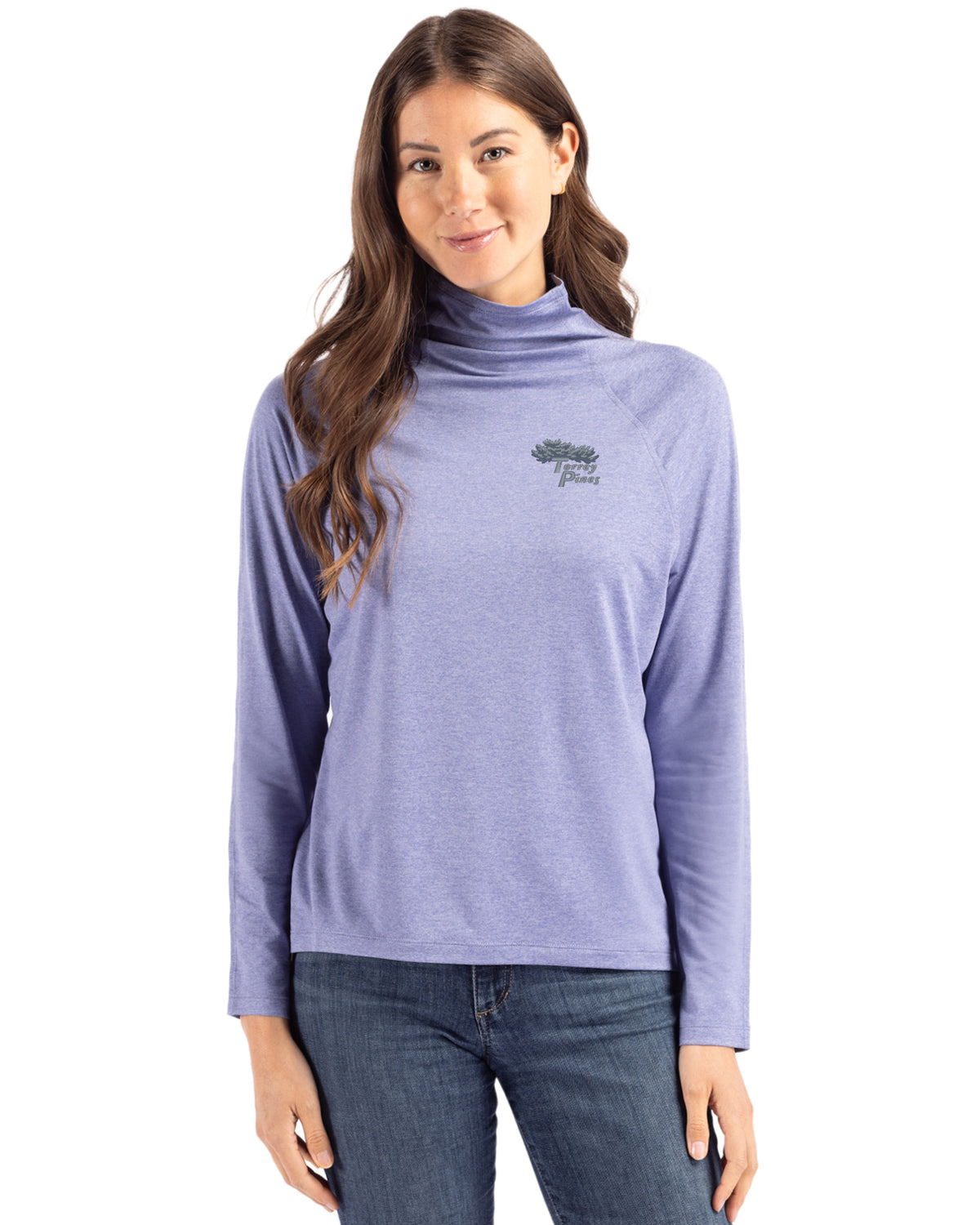 Torrey Pines Cutter & Buck Coastline Recycled Double Peached Womens Funnel Neck Pullover - LCK00183-35492