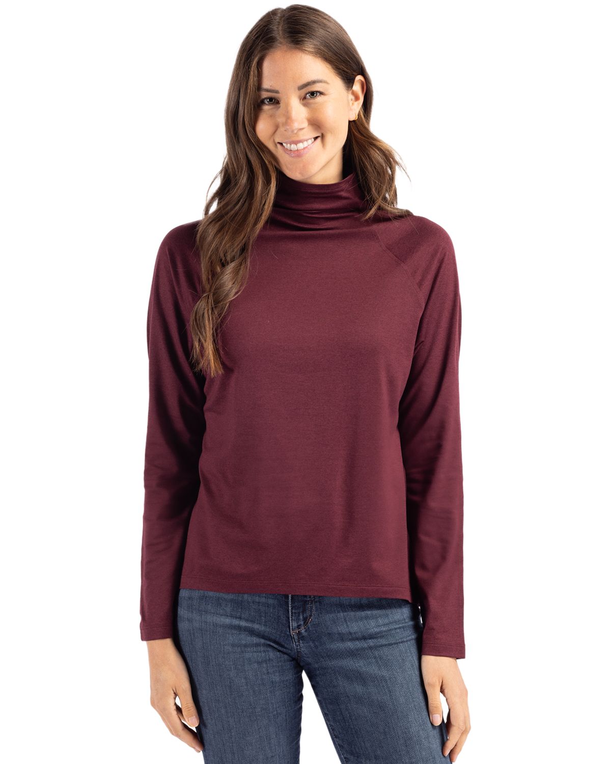 Cutter & Buck Coastline Recycled Double Peached Womens Funnel Neck Pullover - LCK00183