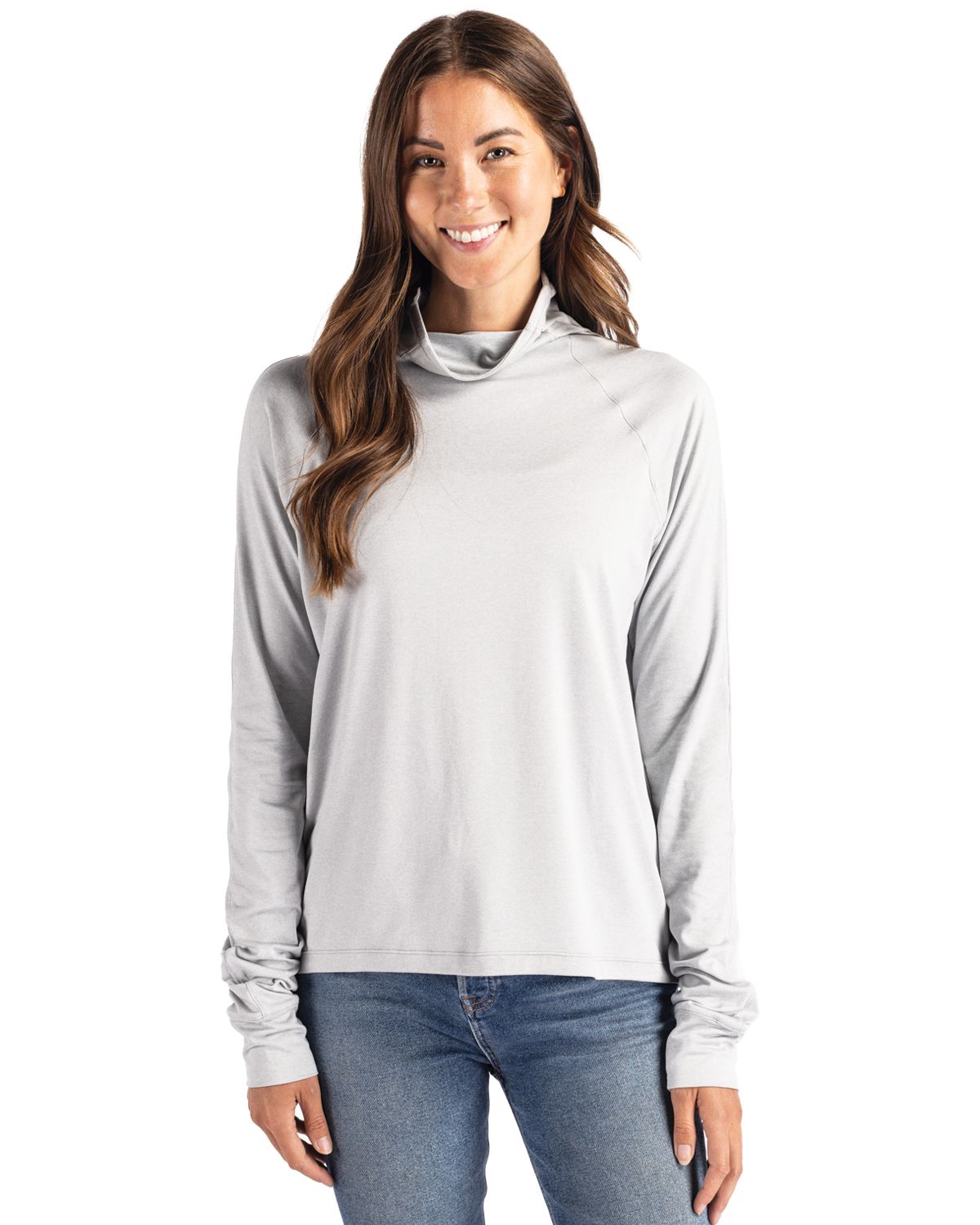 Cutter & Buck Coastline Recycled Double Peached Womens Funnel Neck Pullover - LCK00183