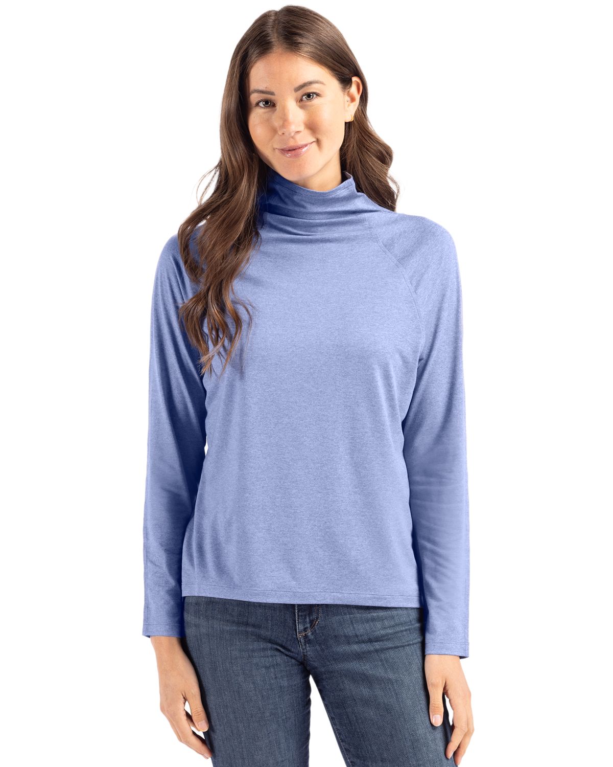 Cutter & Buck Coastline Recycled Double Peached Womens Funnel Neck Pullover - LCK00183