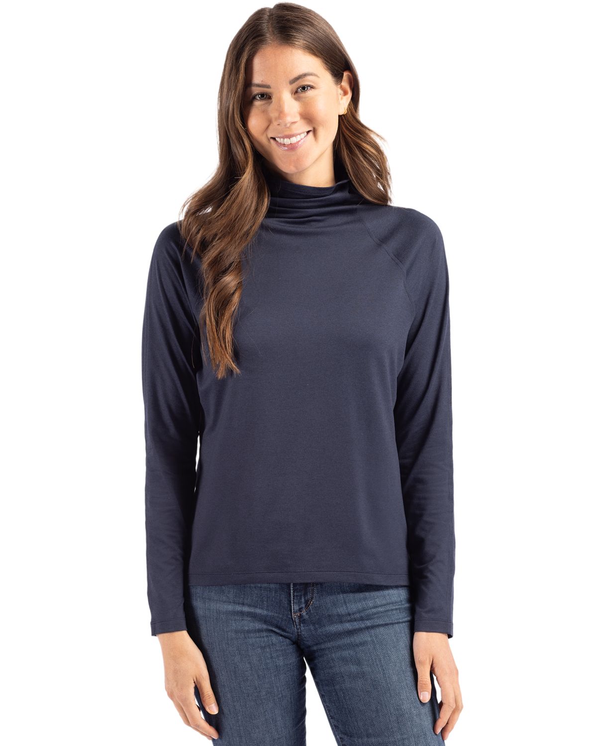 Cutter & Buck Coastline Recycled Double Peached Womens Funnel Neck Pullover - LCK00183