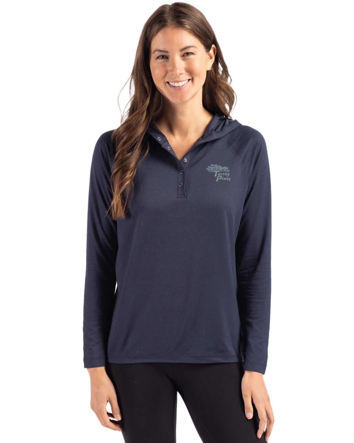 Torrey Pines Cutter & Buck Coastline Recycled Double Peached Womens Hooded Pullover - LCK00184-35492