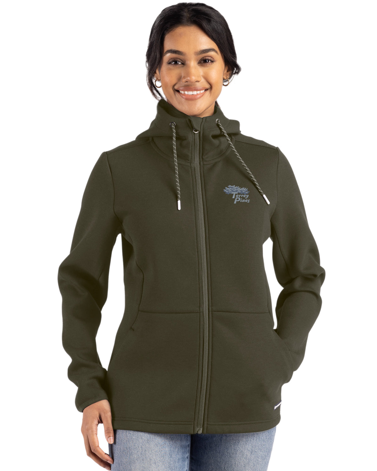 Torrey Pines Cutter & Buck Roam Recycled Buttery-Soft Knit Womens Full Zip Hooded Jacket - LCK00194-35492
