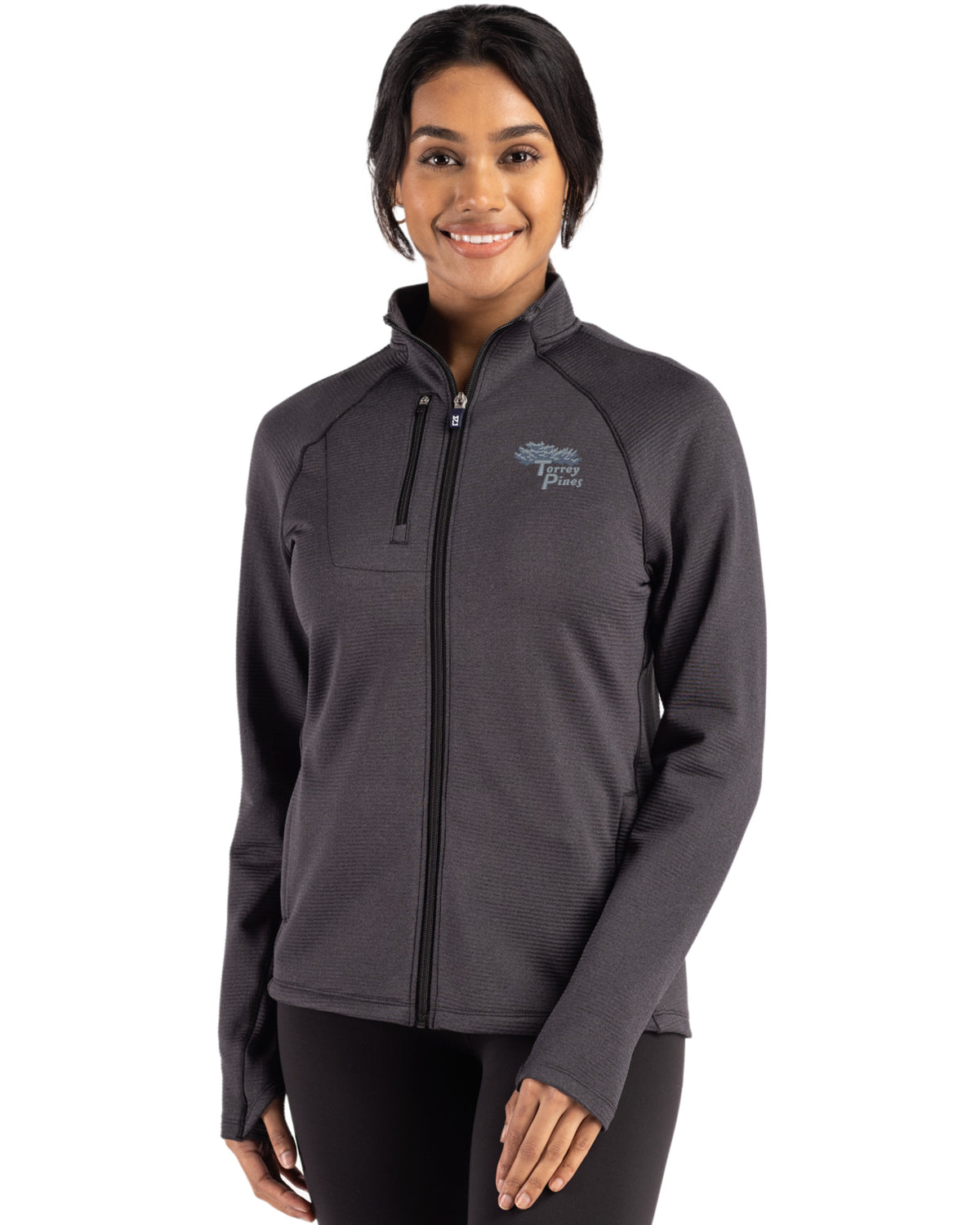 Torrey Pines Cutter & Buck Peshastin Recycled Grid Fleece Womens Full Zip Jacket - LCK00200-35492
