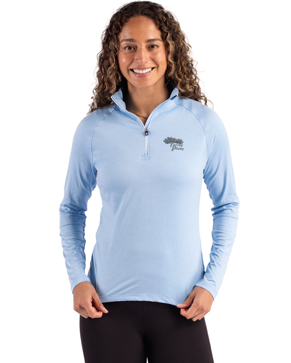 Torrey Pines Cutter & Buck Coastline Recycled Double Peached Womens Quarter Zip Pullover - LCK00210-35492