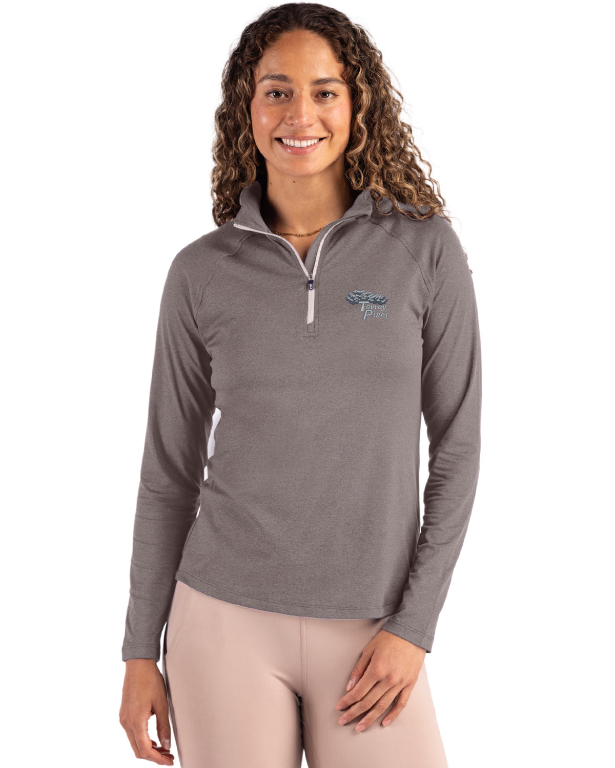 Torrey Pines Cutter & Buck Coastline Recycled Double Peached Womens Quarter Zip Pullover - LCK00210-35492