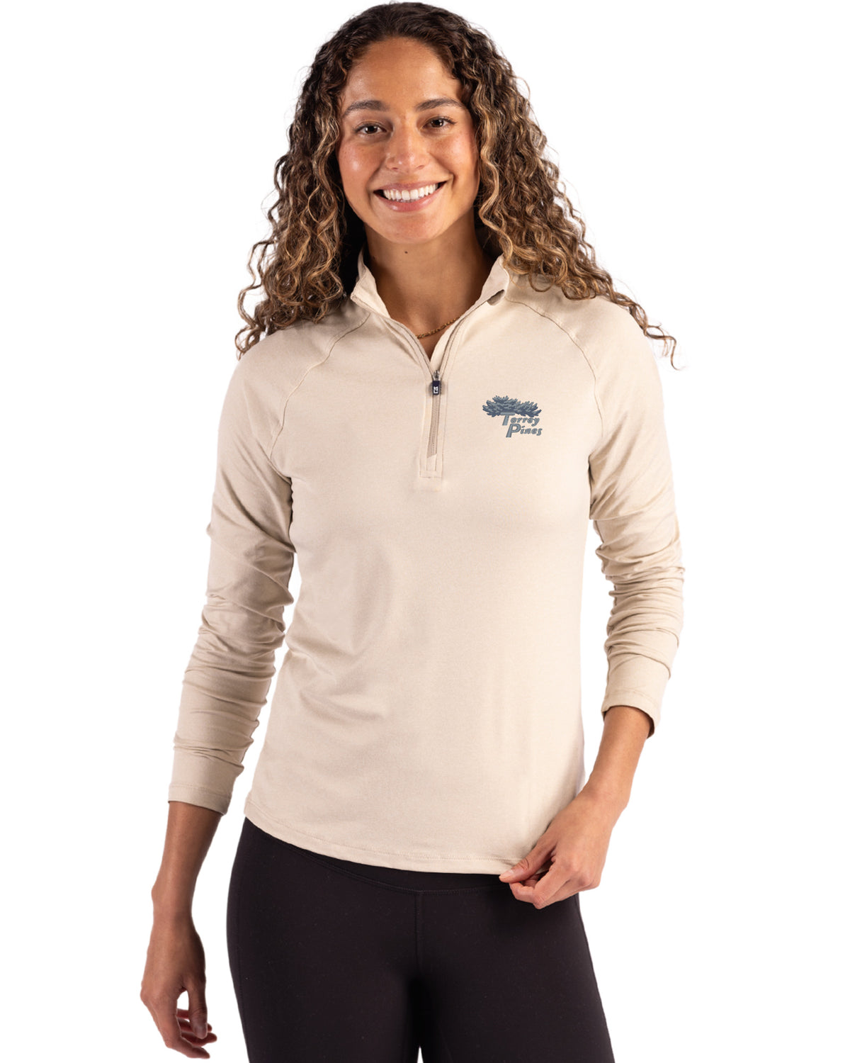 Torrey Pines Cutter & Buck Coastline Recycled Double Peached Womens Quarter Zip Pullover - LCK00210-35492
