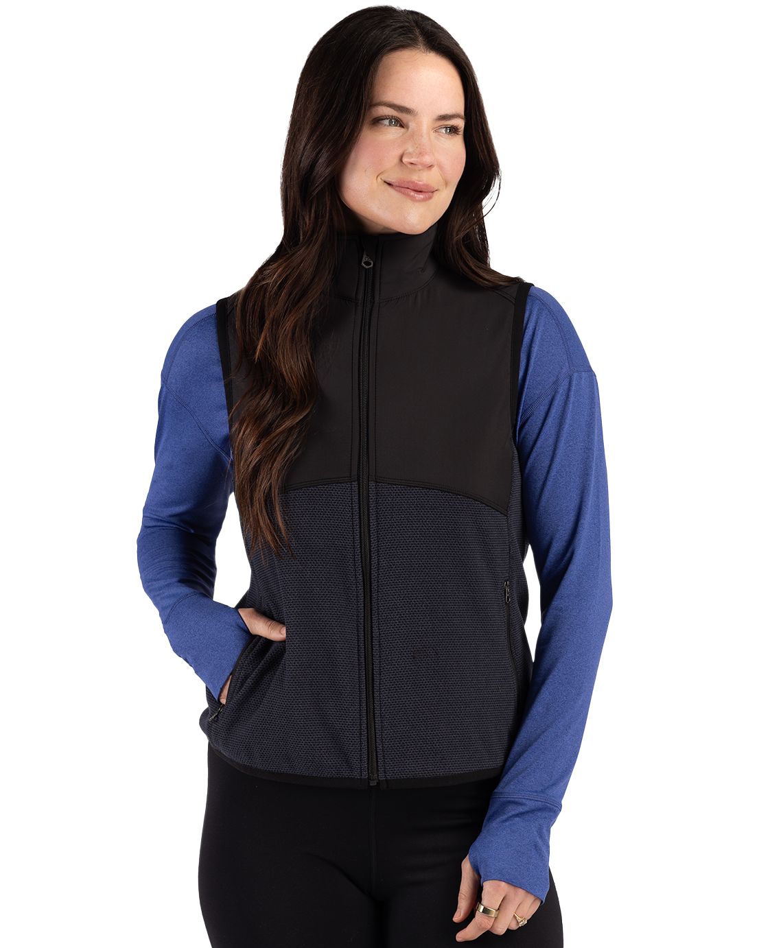 Cutter & Buck Hunts Point Recycled Fleece Womens Hybrid Full Zip Vest - LCK00228