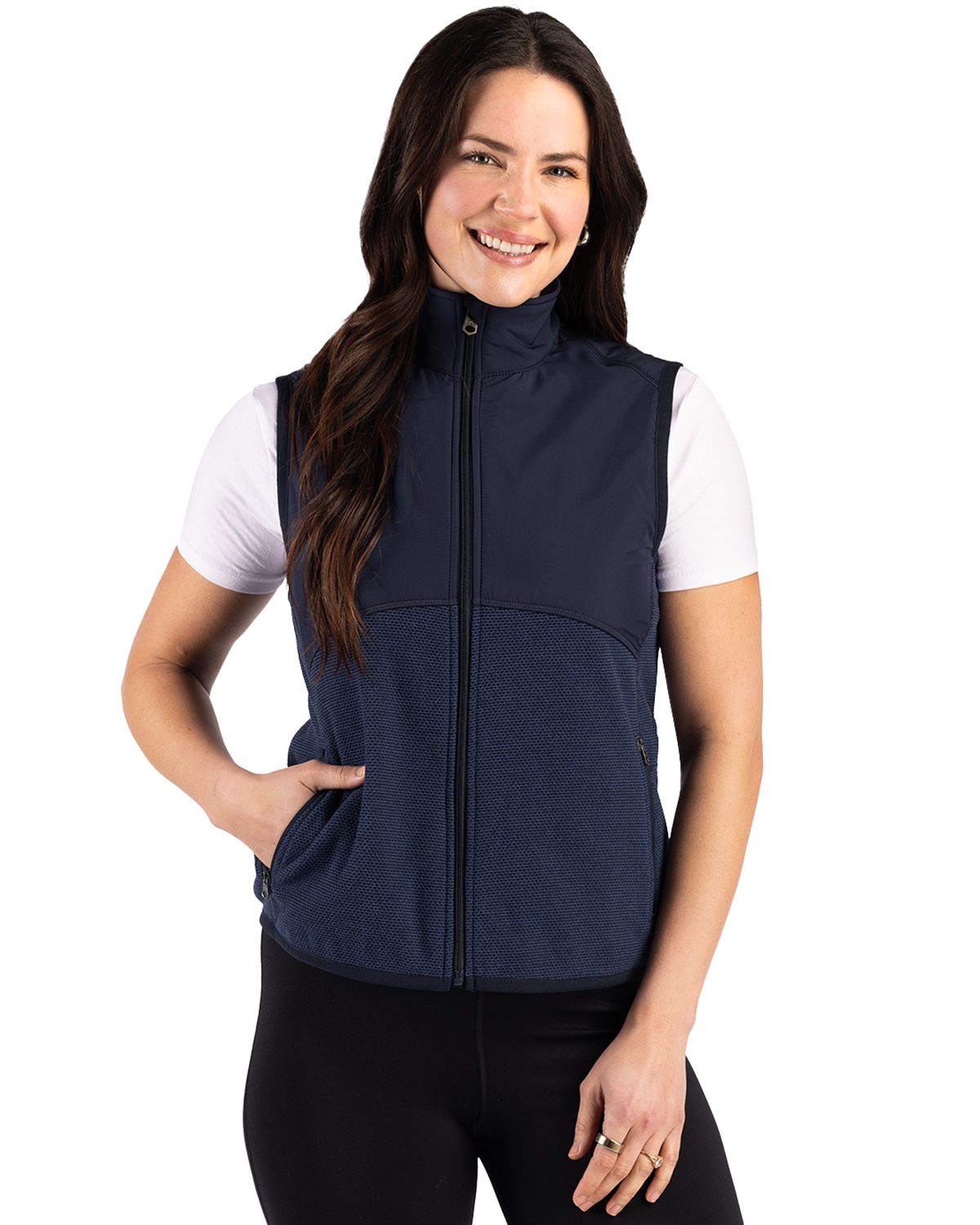 Cutter & Buck Hunts Point Recycled Fleece Womens Hybrid Full Zip Vest - LCK00228